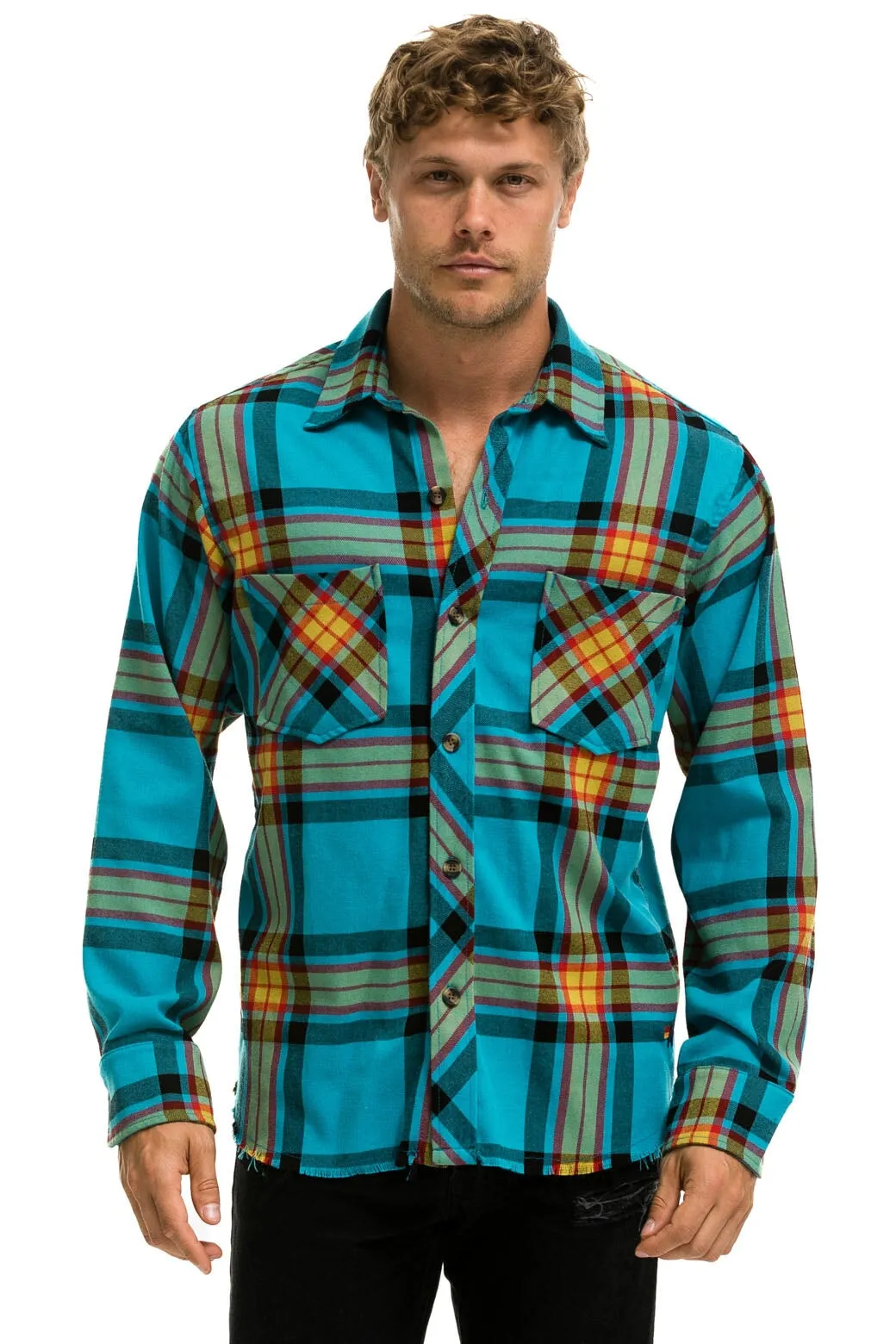 PLAID FLANNEL LIGHT WEIGHT UNISEX WESTERN SHIRT - JACKSON PLAID