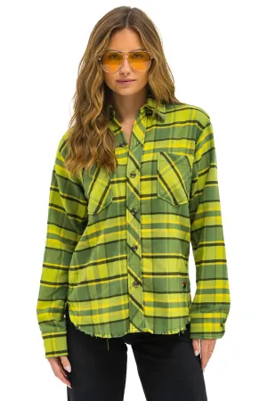 PLAID FLANNEL WESTERN SHIRT - AVOCADO PLAID