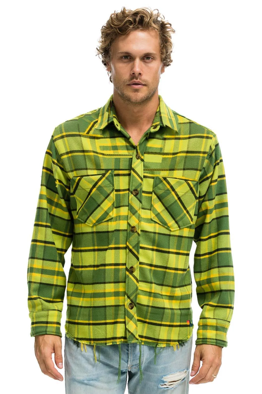 PLAID FLANNEL WESTERN SHIRT - AVOCADO PLAID