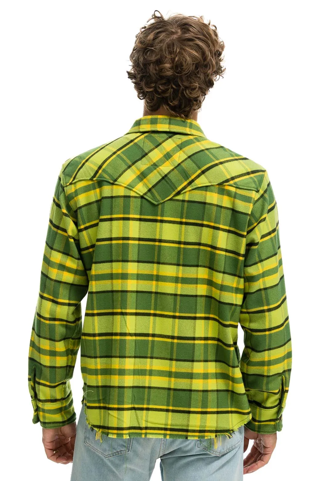 PLAID FLANNEL WESTERN SHIRT - AVOCADO PLAID