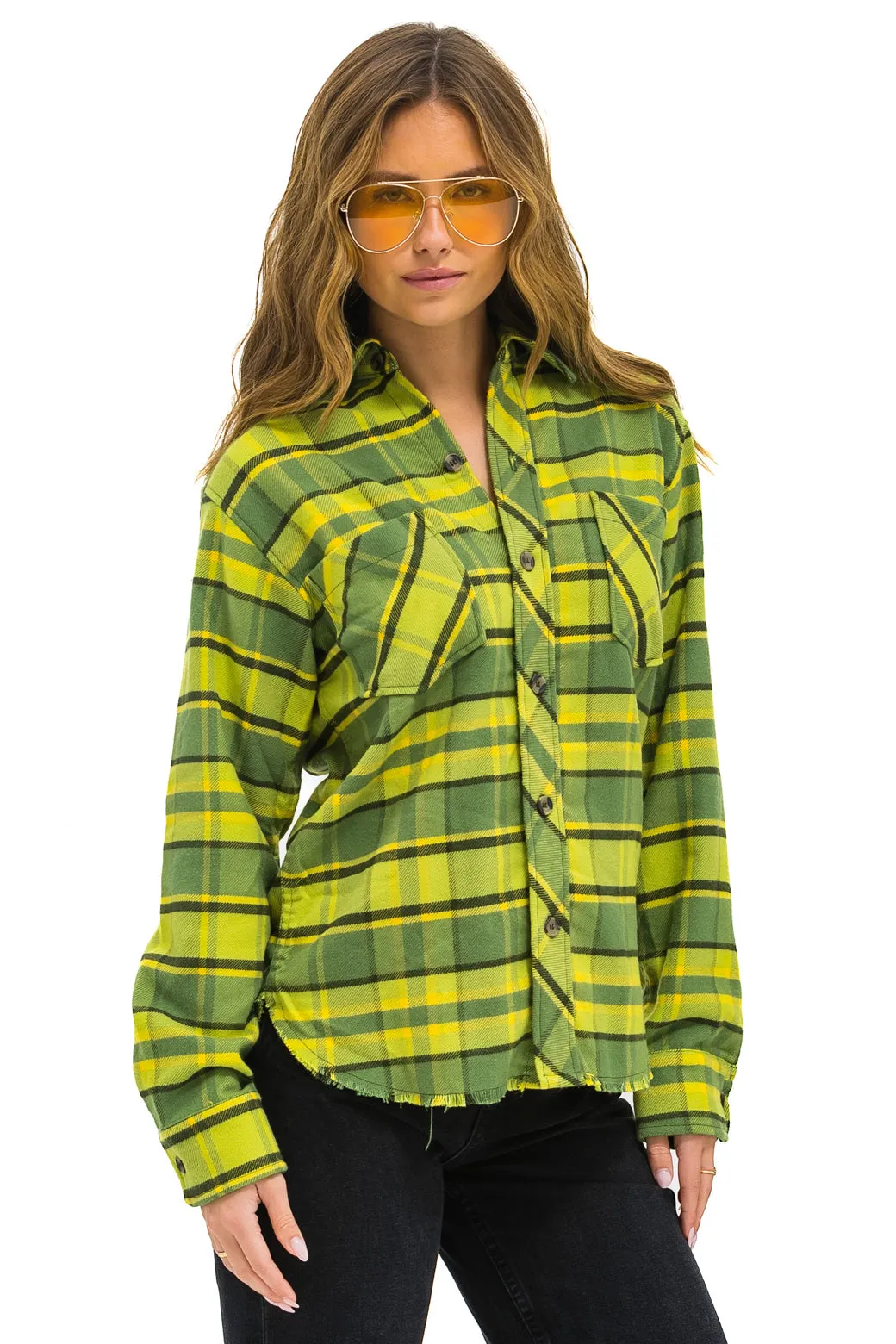 PLAID FLANNEL WESTERN SHIRT - AVOCADO PLAID