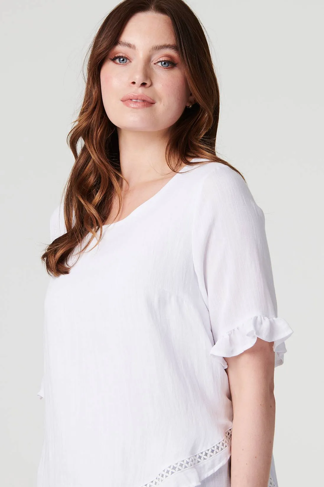 Plain 1/2 Sleeve Layered Blouse