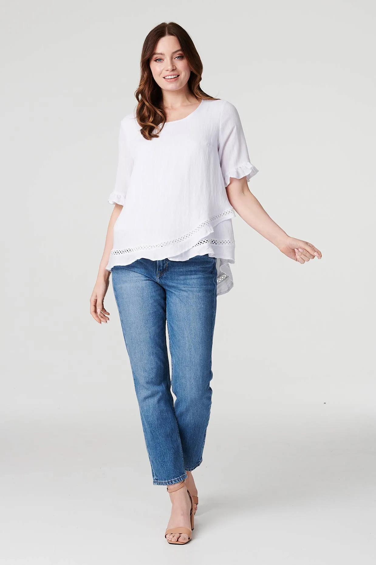 Plain 1/2 Sleeve Layered Blouse