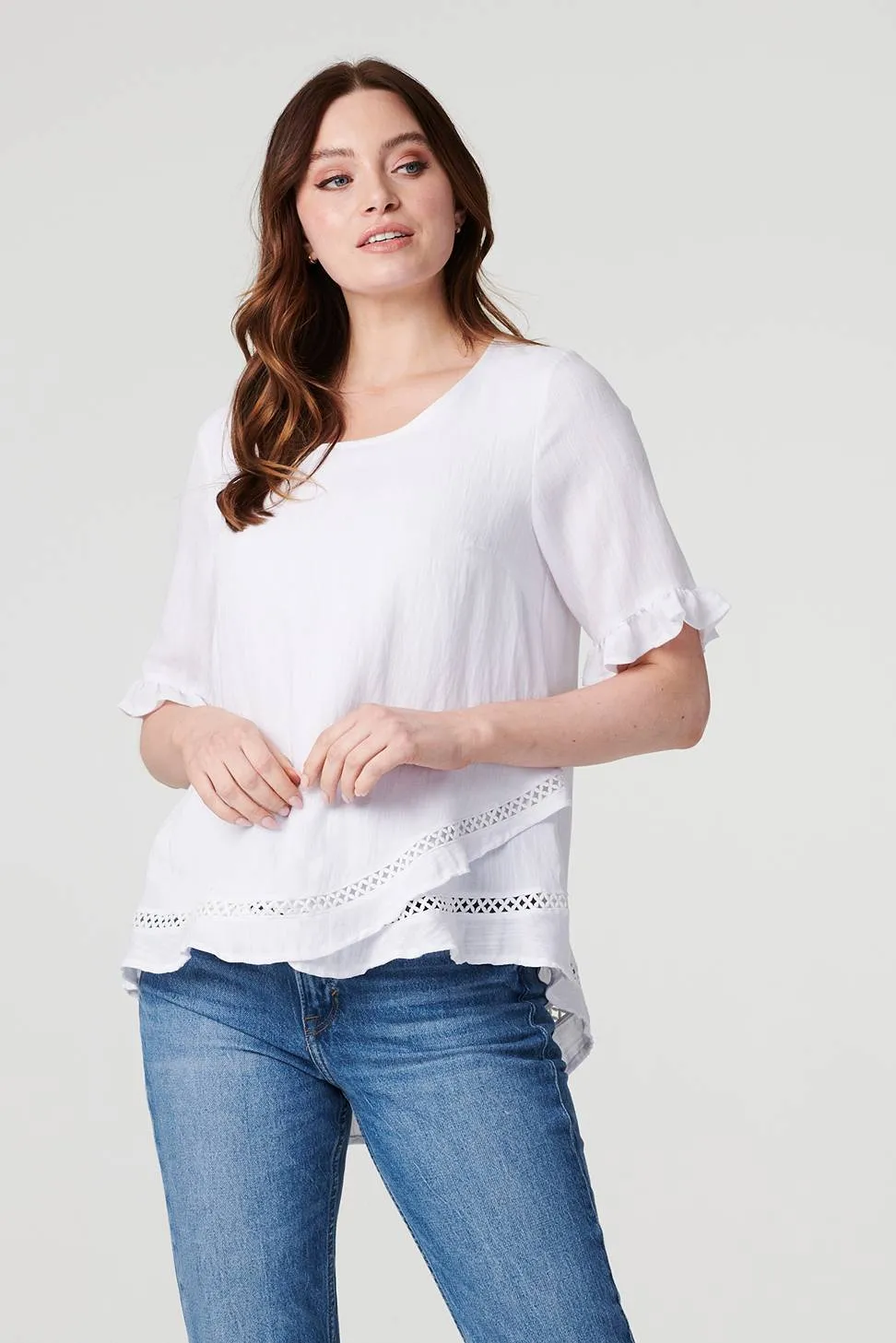 Plain 1/2 Sleeve Layered Blouse