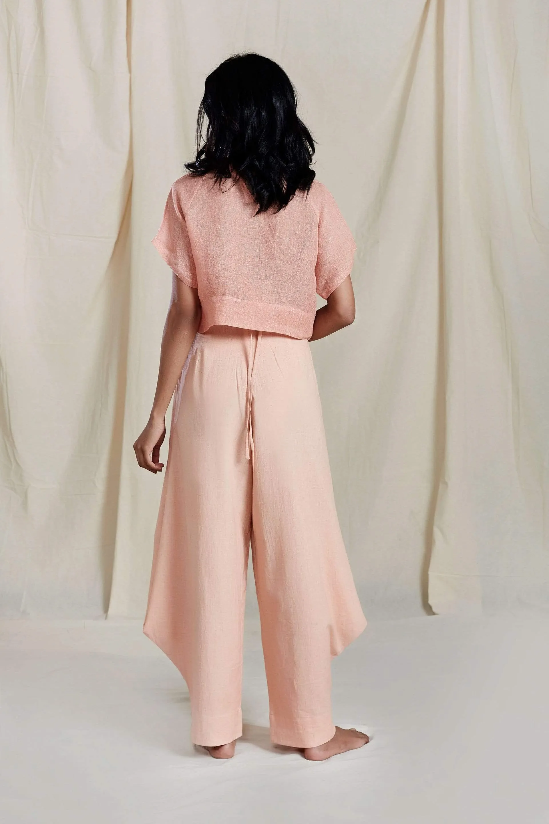 Pleated Peach Cowl Pants