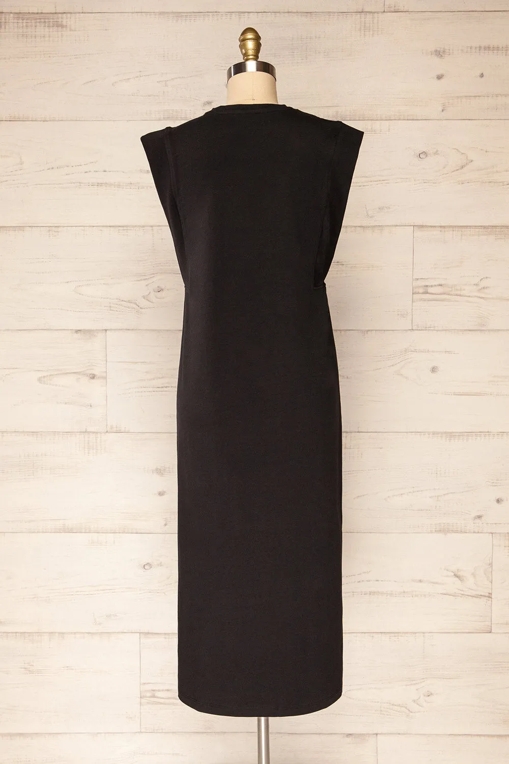 Poznan Black | Round Neck Midi Tunic Dress