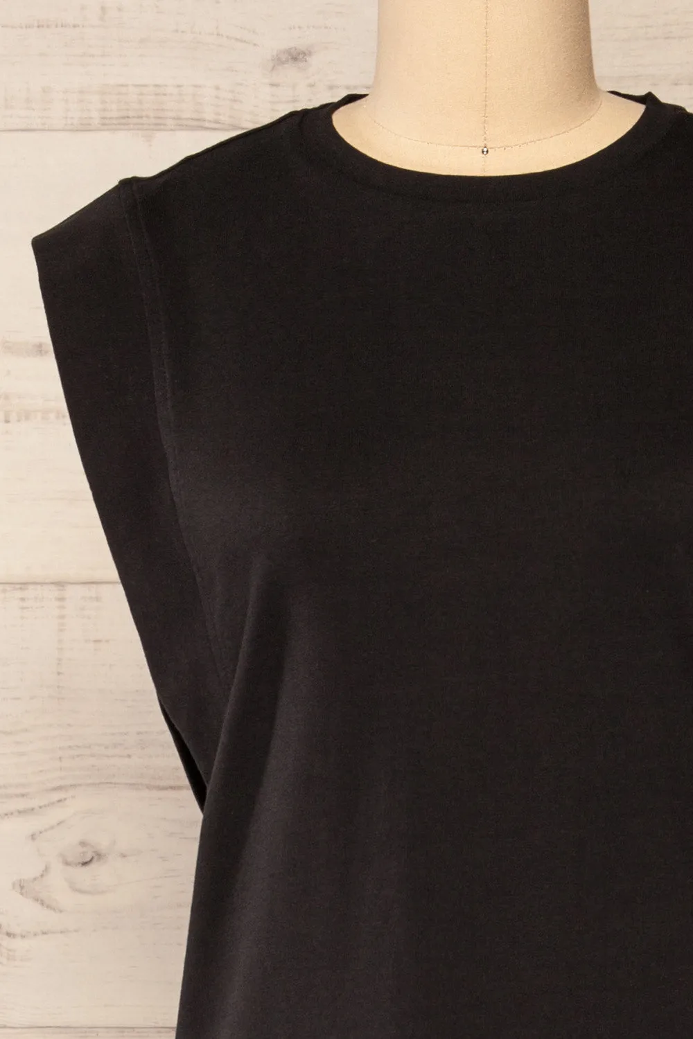 Poznan Black | Round Neck Midi Tunic Dress