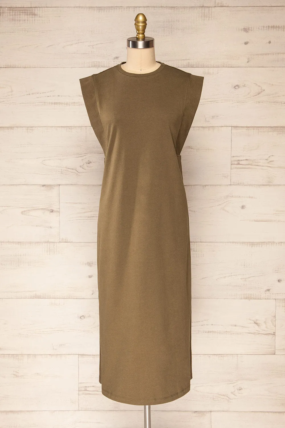 Poznan Green | Round Neck Midi Tunic Dress