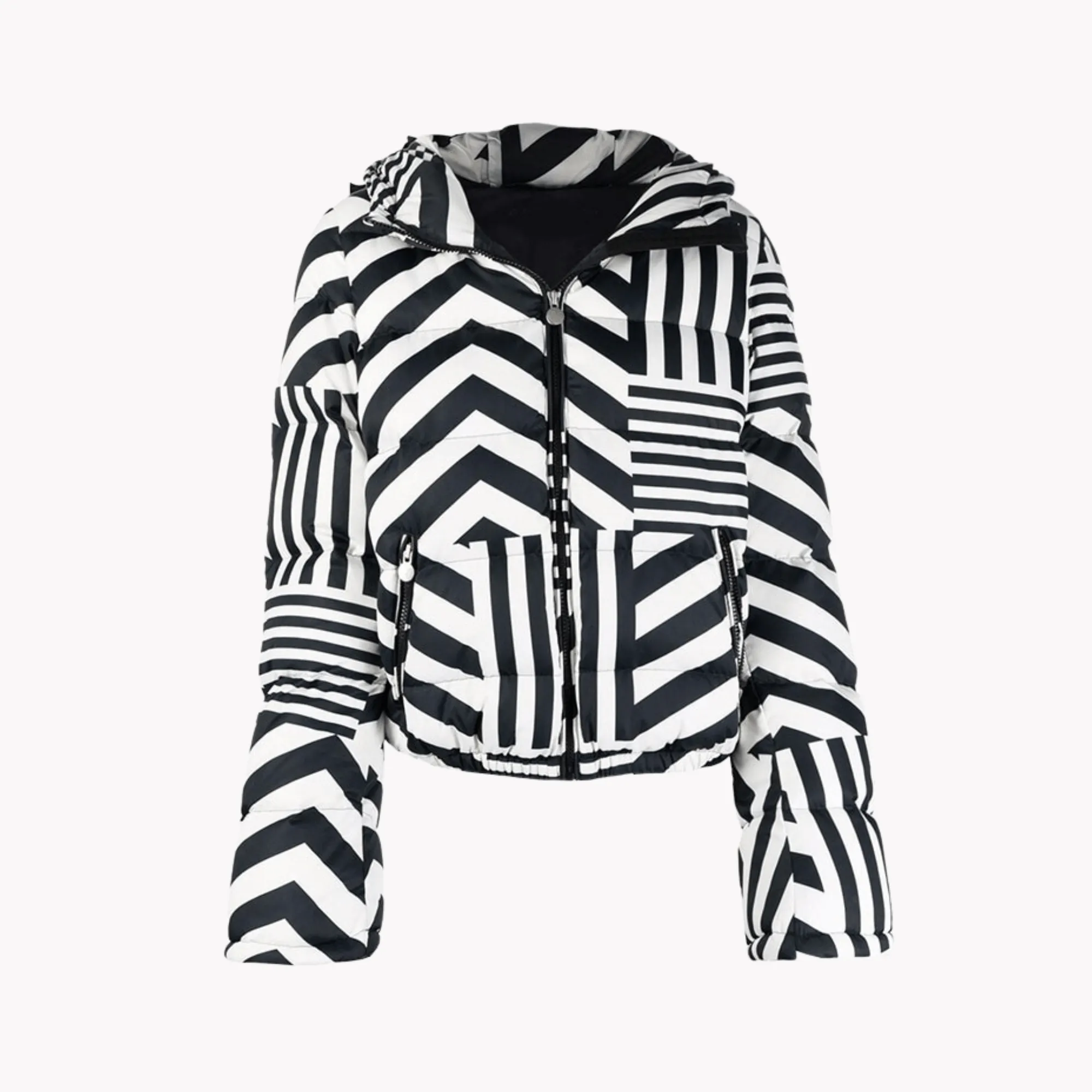 Pre Order:  Hooded B&W Stripes Jacket