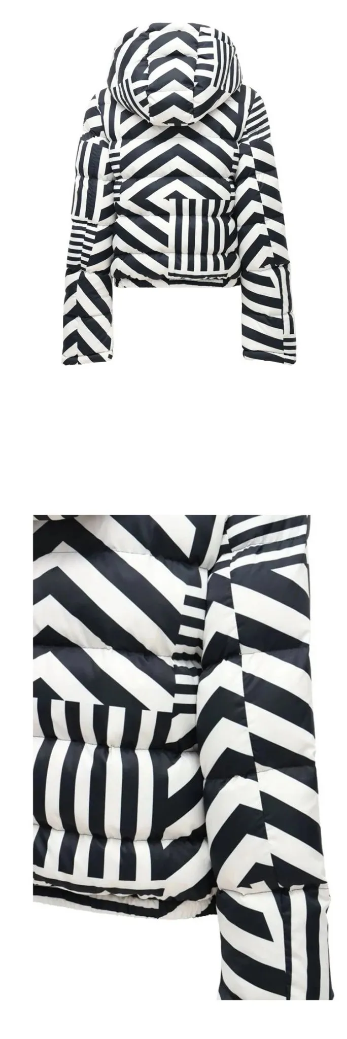 Pre Order:  Hooded B&W Stripes Jacket