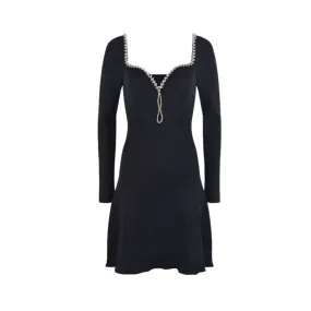 Pre Order:  Patchwork Diamond V-Neck Long Sleeve Mini Dress