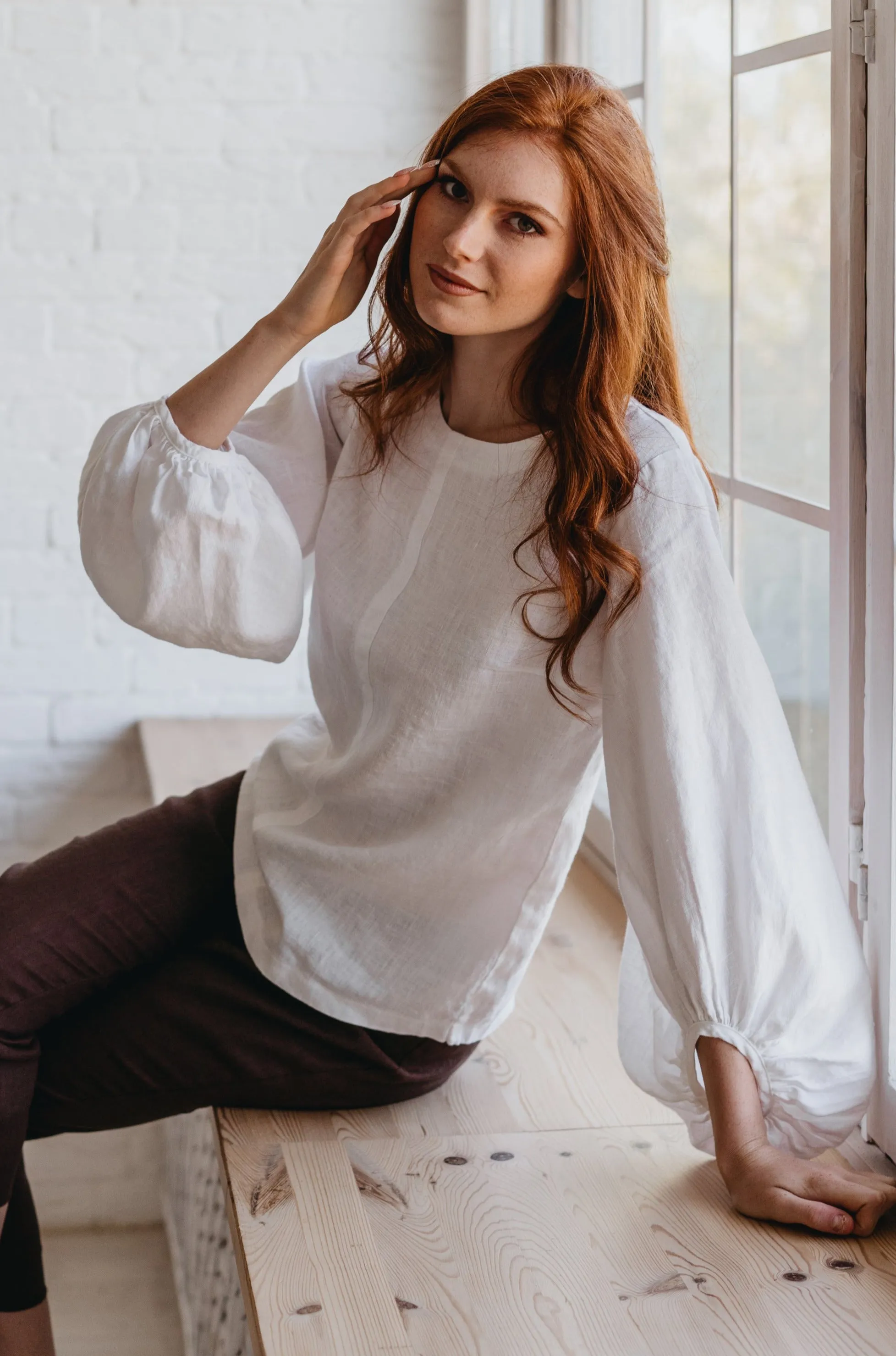 Puff Sleeve Linen Top