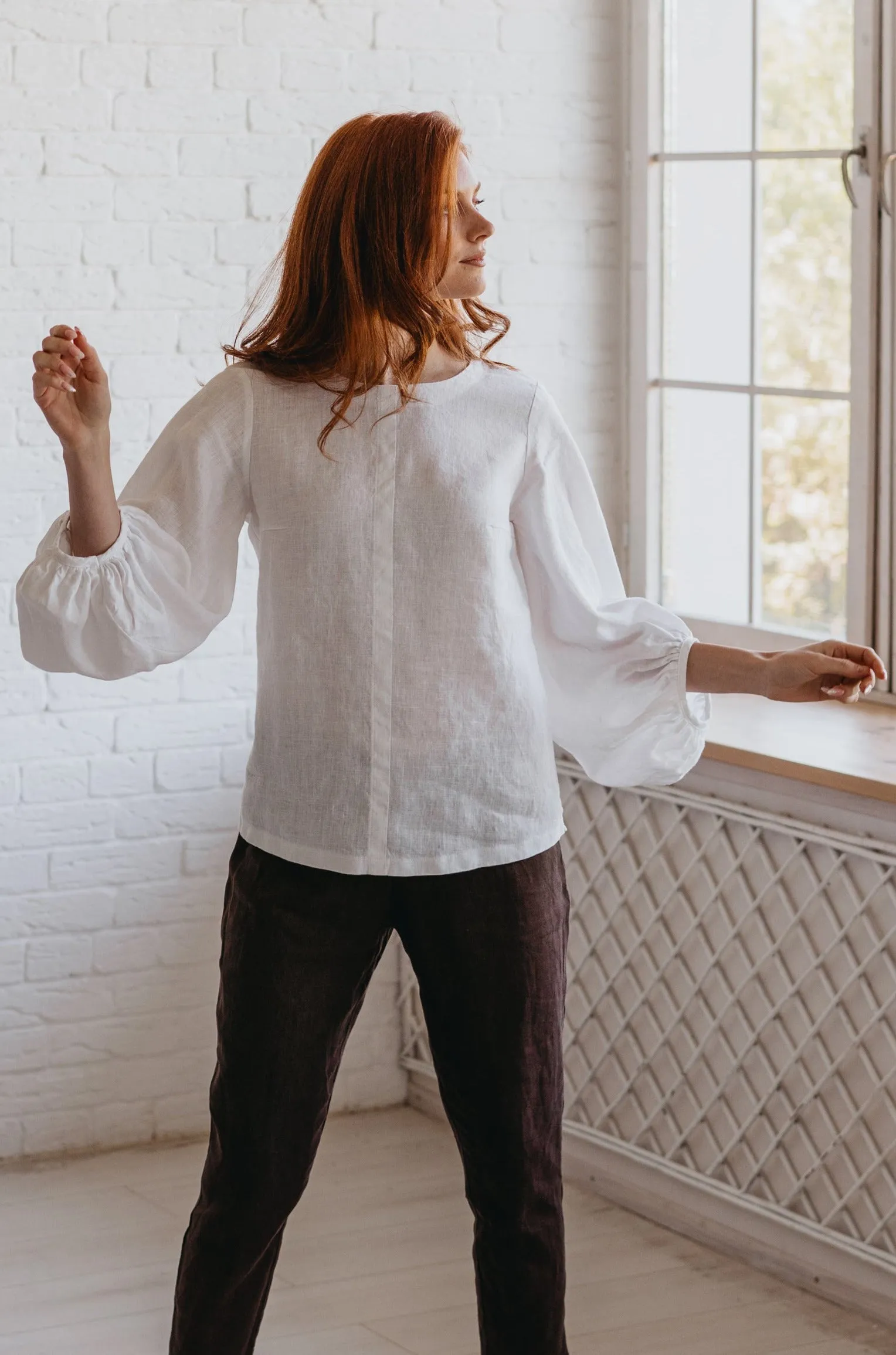 Puff Sleeve Linen Top