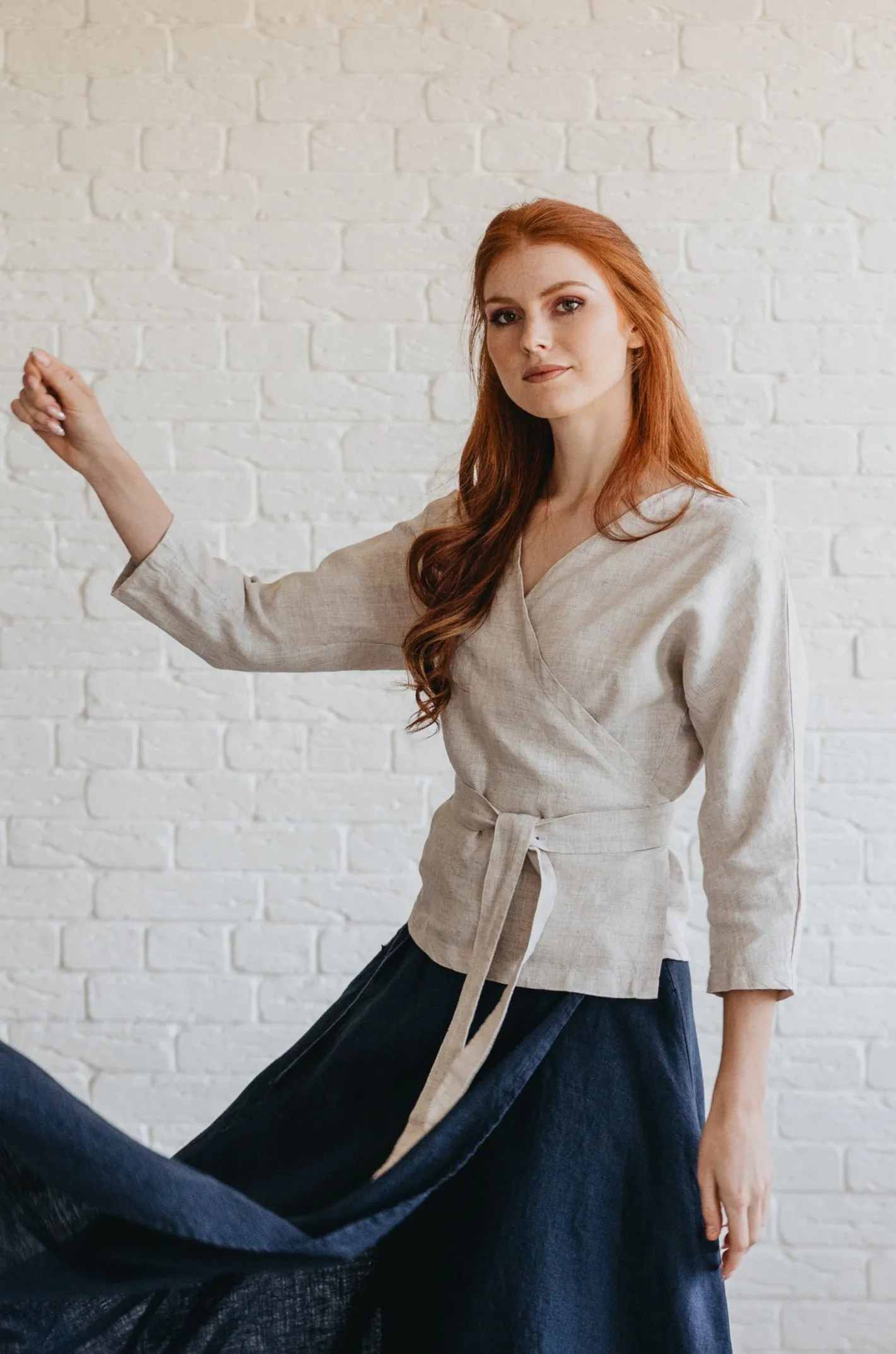 Reversible Minimalist Linen Wrap Top