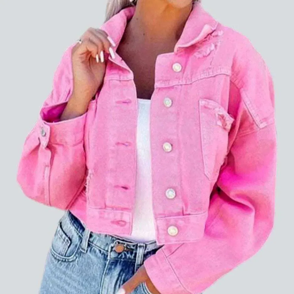 Ripped-back women's denim jacket