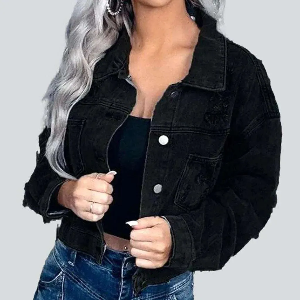 Ripped-back women's denim jacket