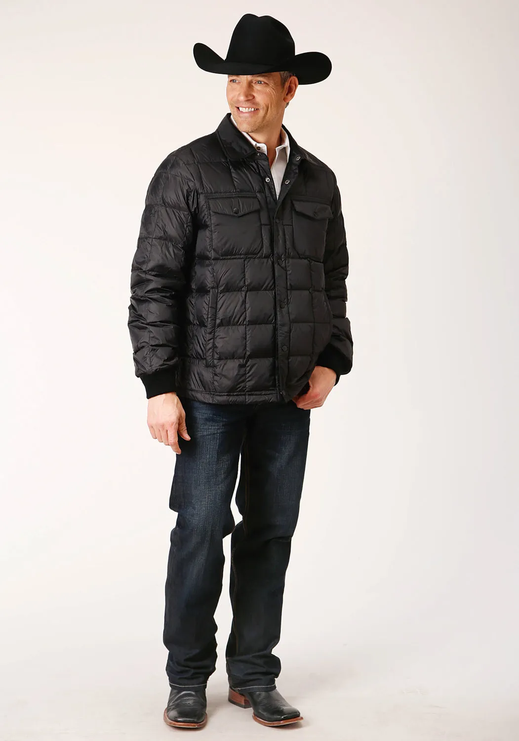 Roper Mens Down Coated Black 100% Nylon Insulated Jacket