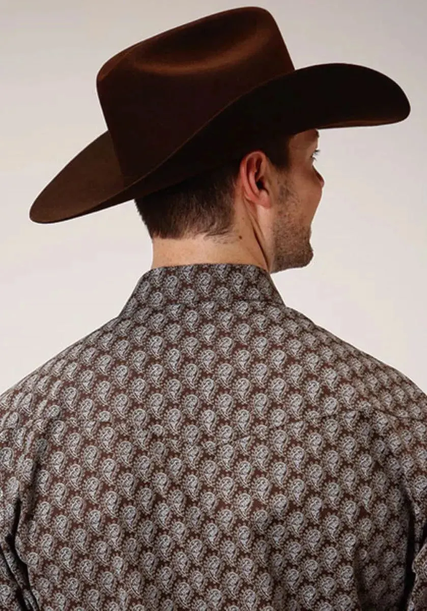 Roper Tear Drop Print (Brown) - Men's Western Shirt