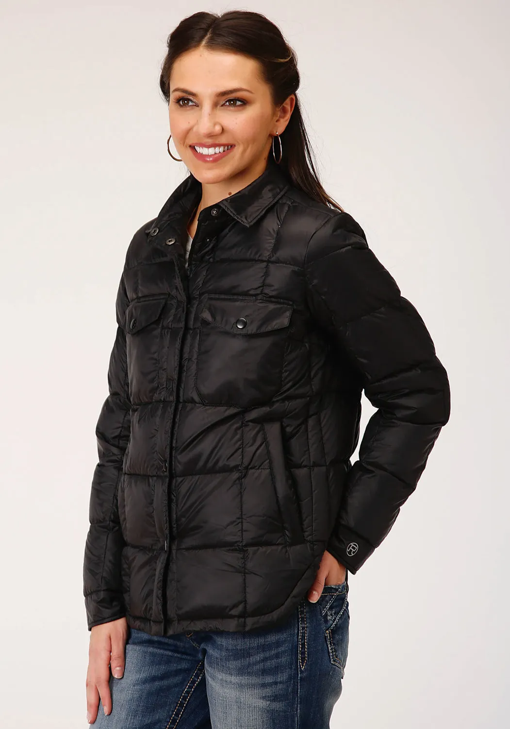 Roper Womens Black Nylon Parachute Down Fill Jacket