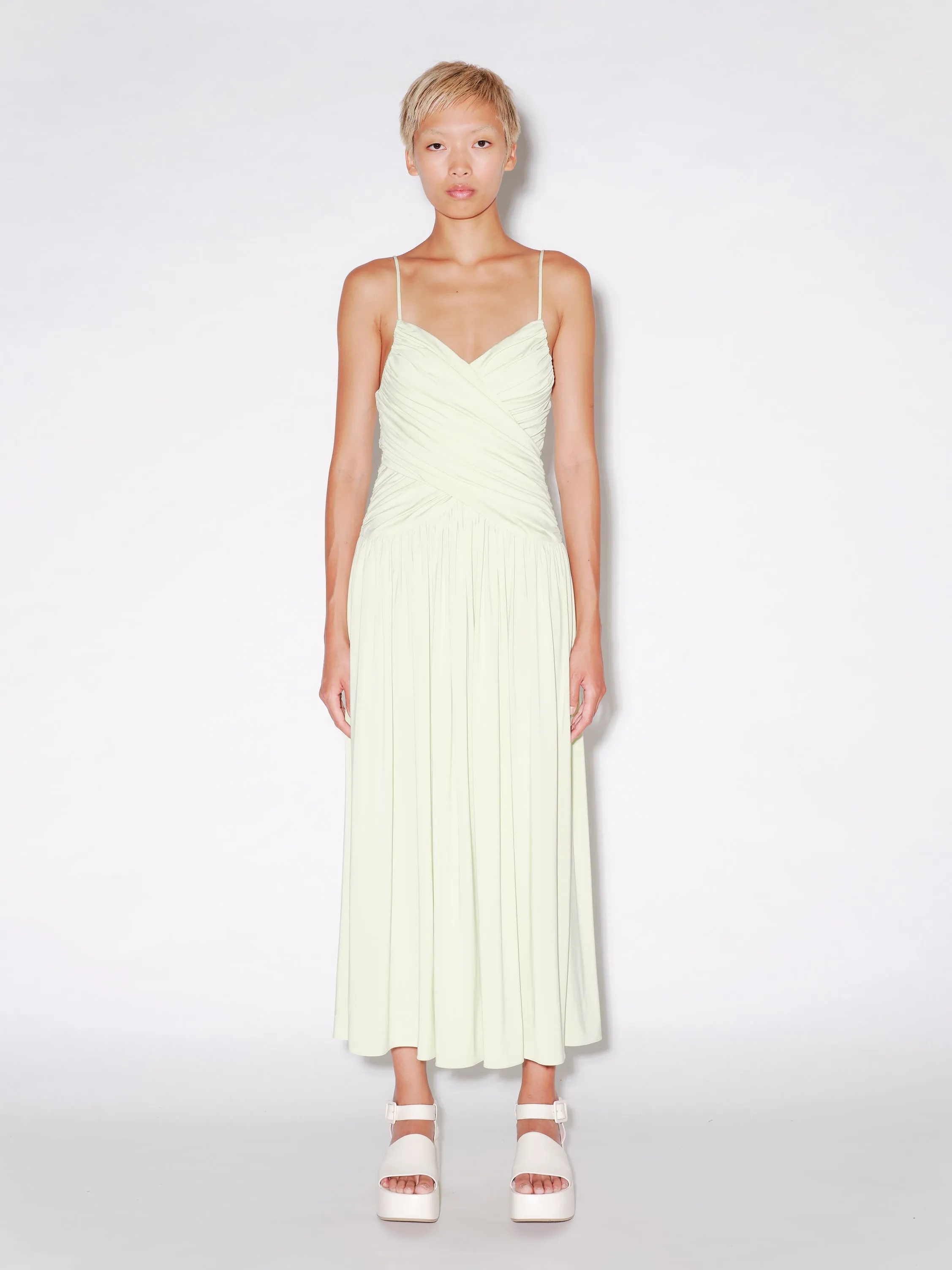 RUCHED SLIP DRESS