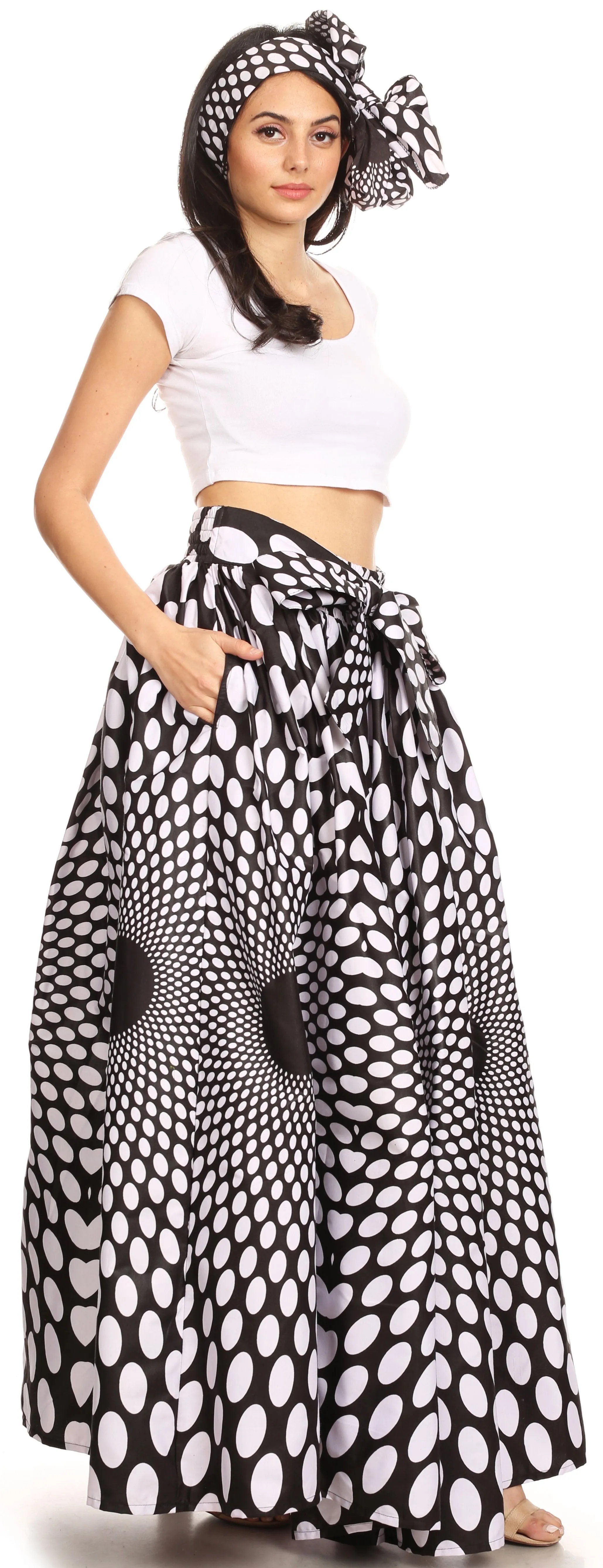 Sakkas Ami Women's Maxi Long African Ankara Print Skirt Pockets & Elastic Waist