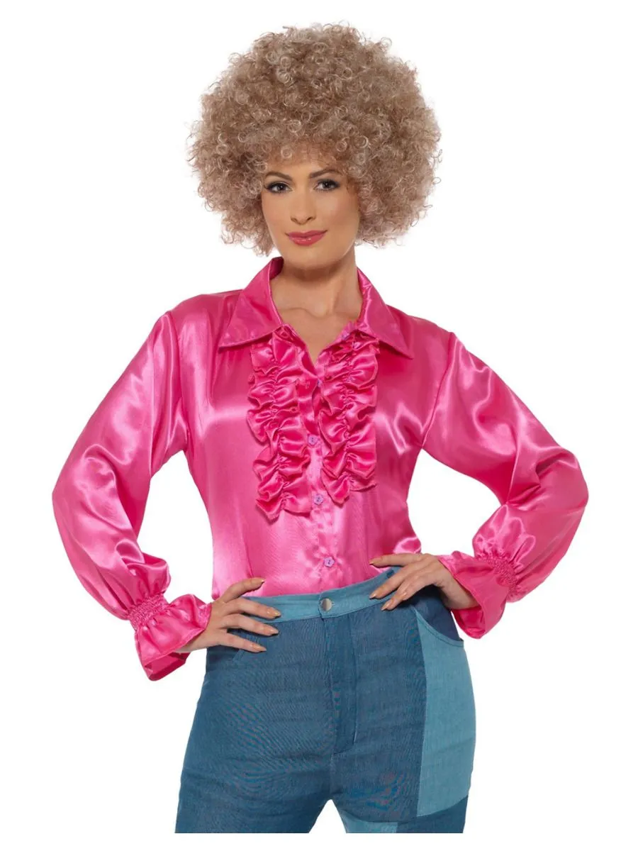 Satin ruffle shirt - Pink