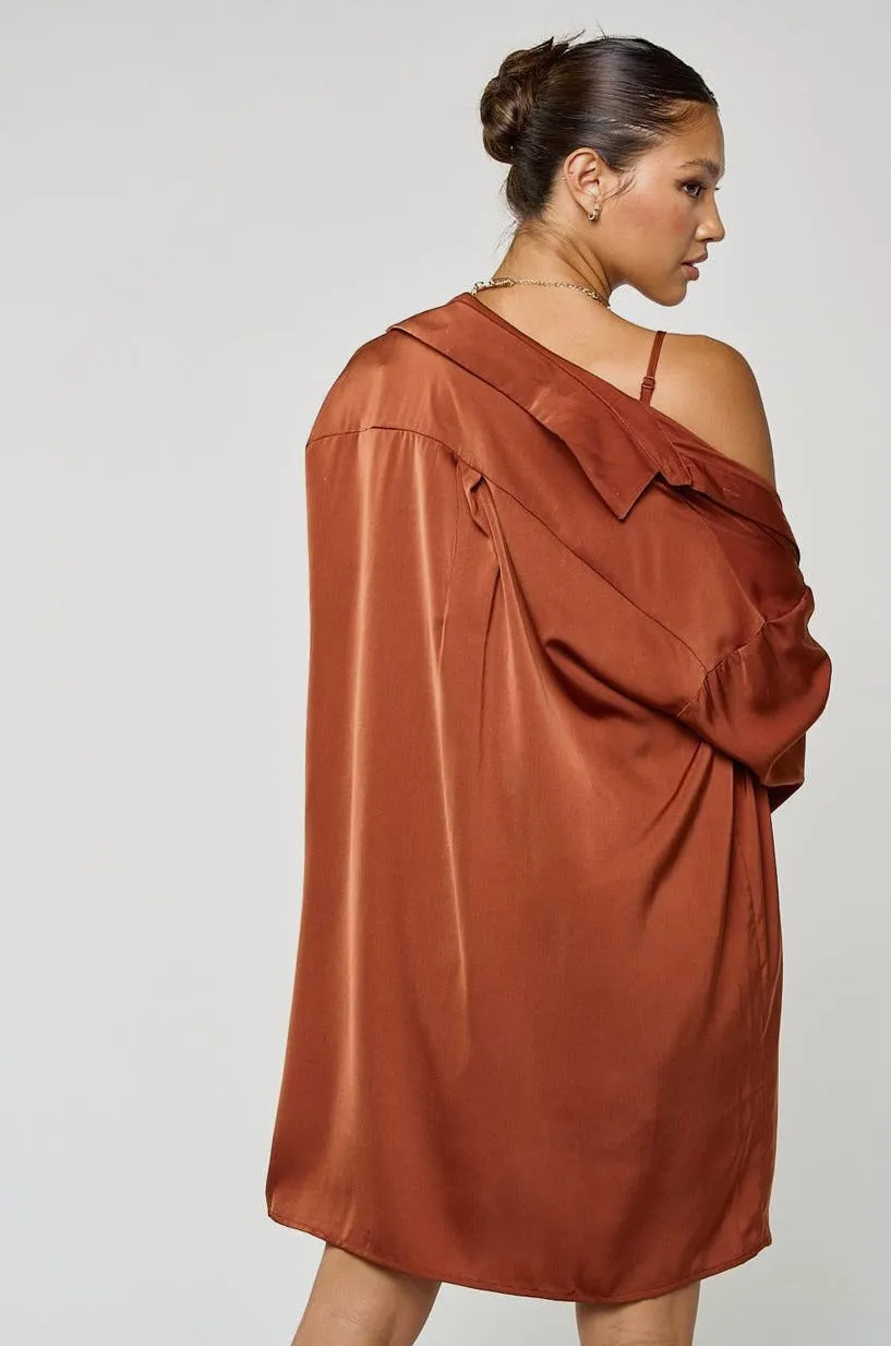 Satin Shirt Dress