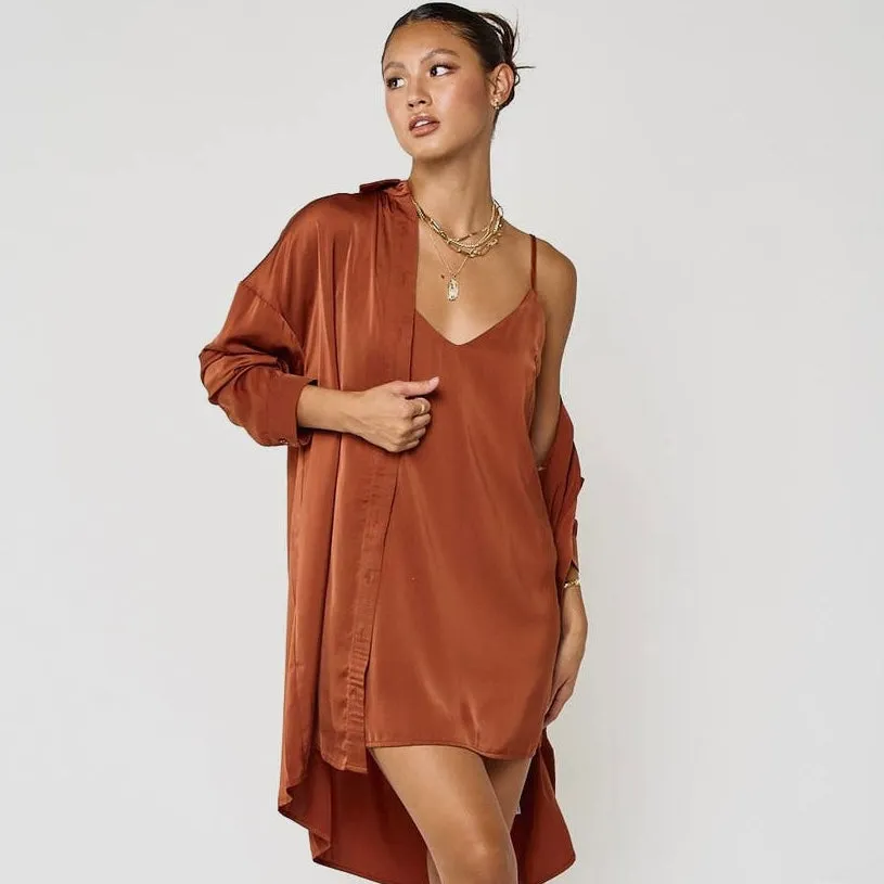 Satin Shirt Dress