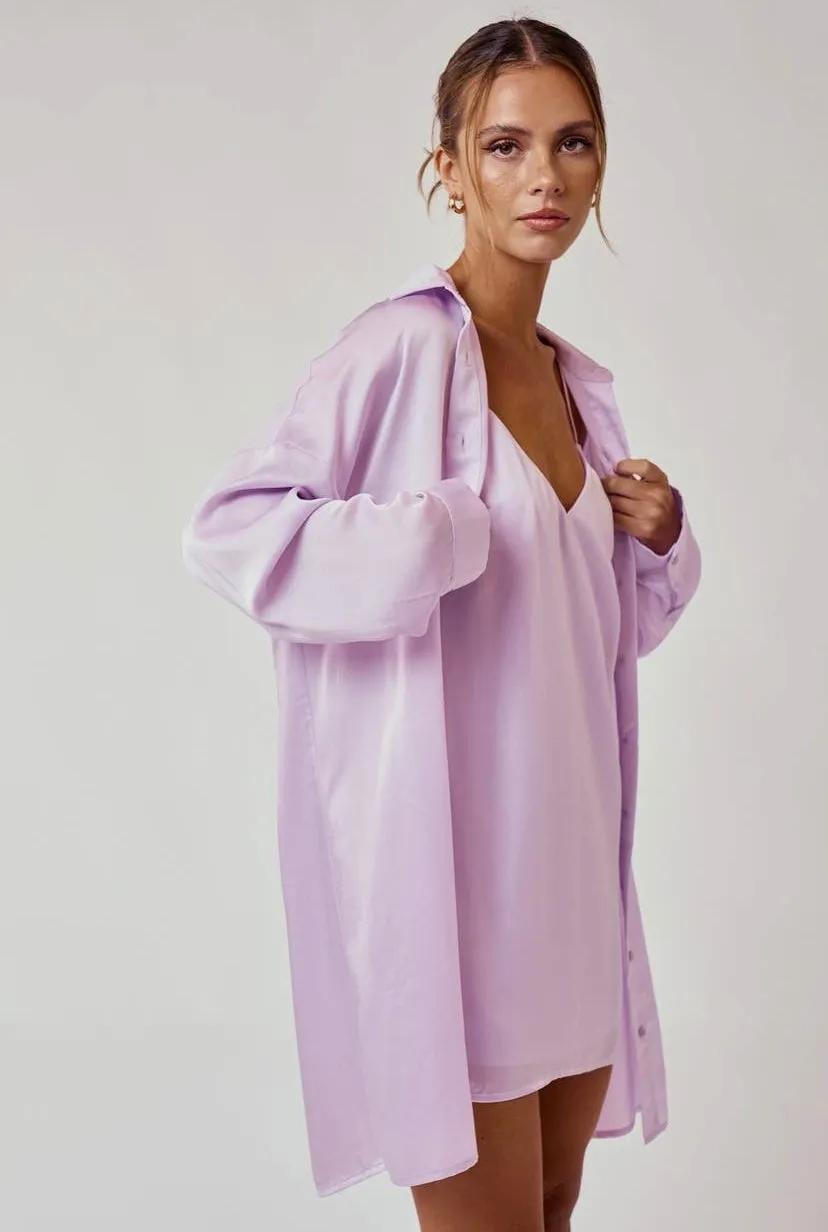 Satin Shirt Dress