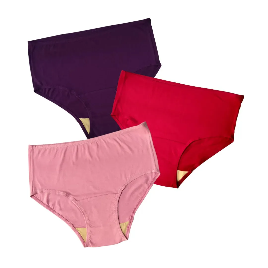 Senior Women Hygiene Underwear | High Waist | Brief Fit | Prevents UTIs | Pack Of 3