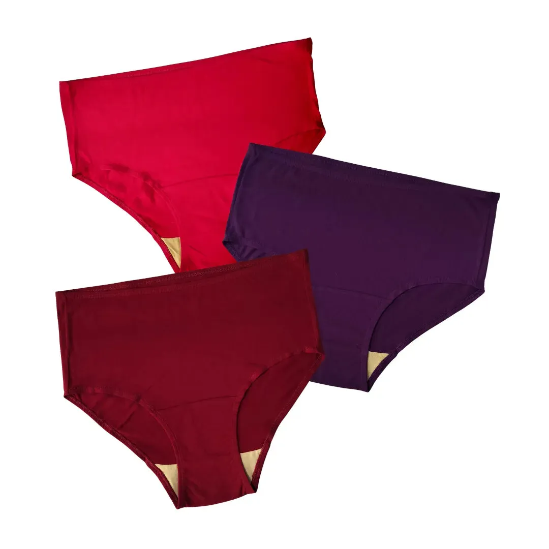 Senior Women Hygiene Underwear | High Waist | Brief Fit | Prevents UTIs | Pack Of 3