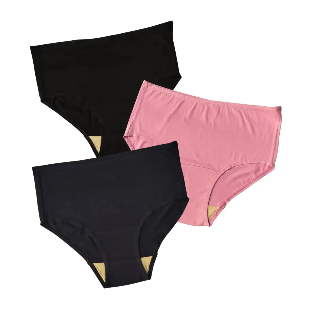 Senior Women Hygiene Underwear | High Waist | Brief Fit | Prevents UTIs | Pack Of 3