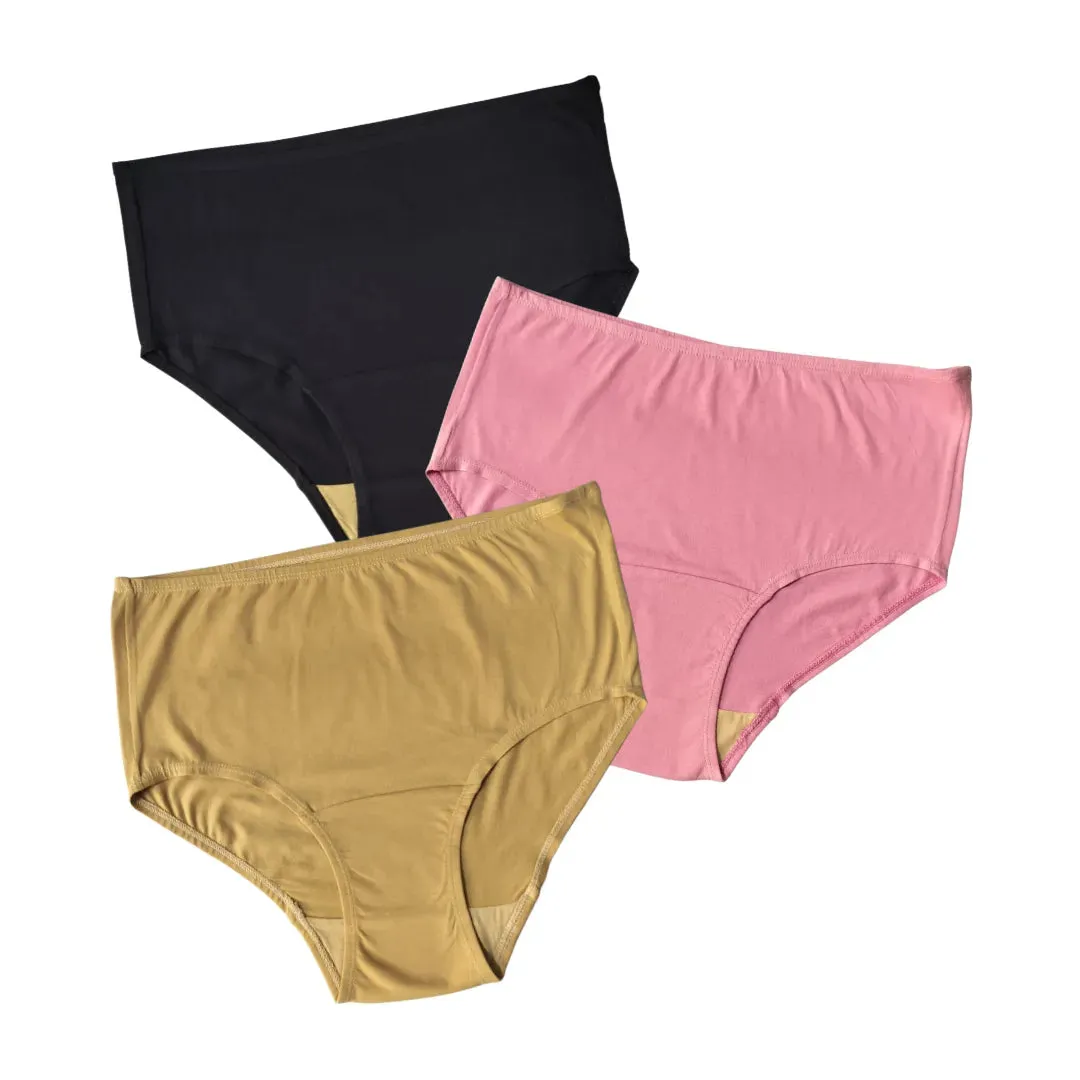 Senior Women Hygiene Underwear | High Waist | Brief Fit | Prevents UTIs | Pack Of 3