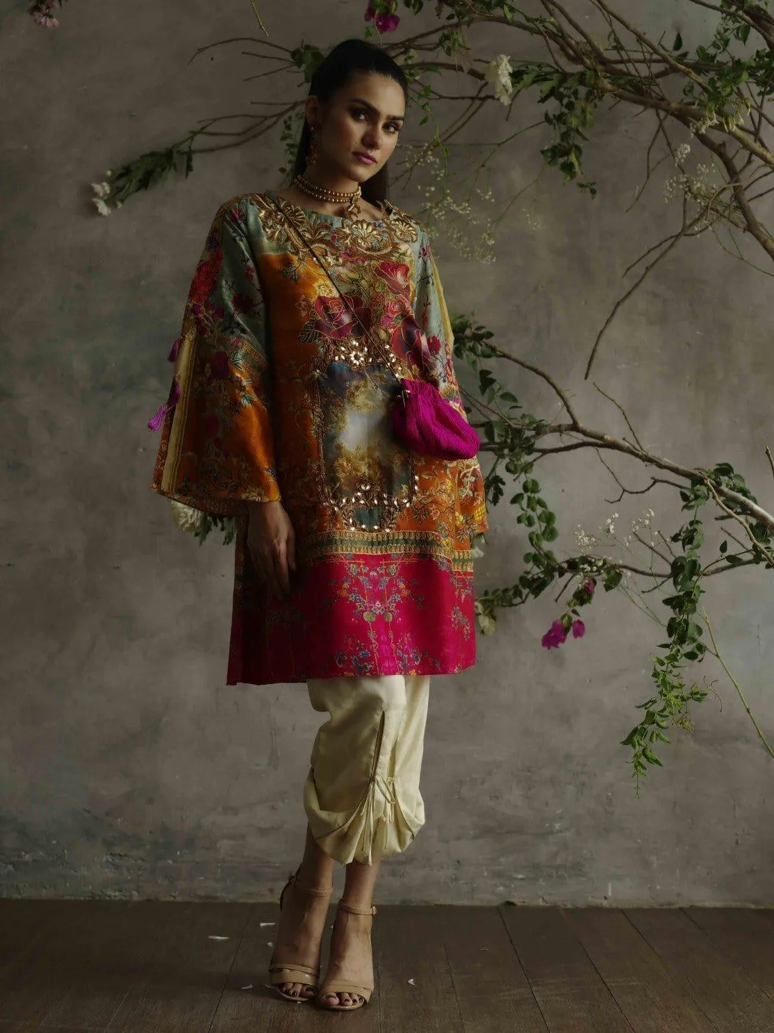 Shamaeel - Pure Silk Orange Tunic - AG-21