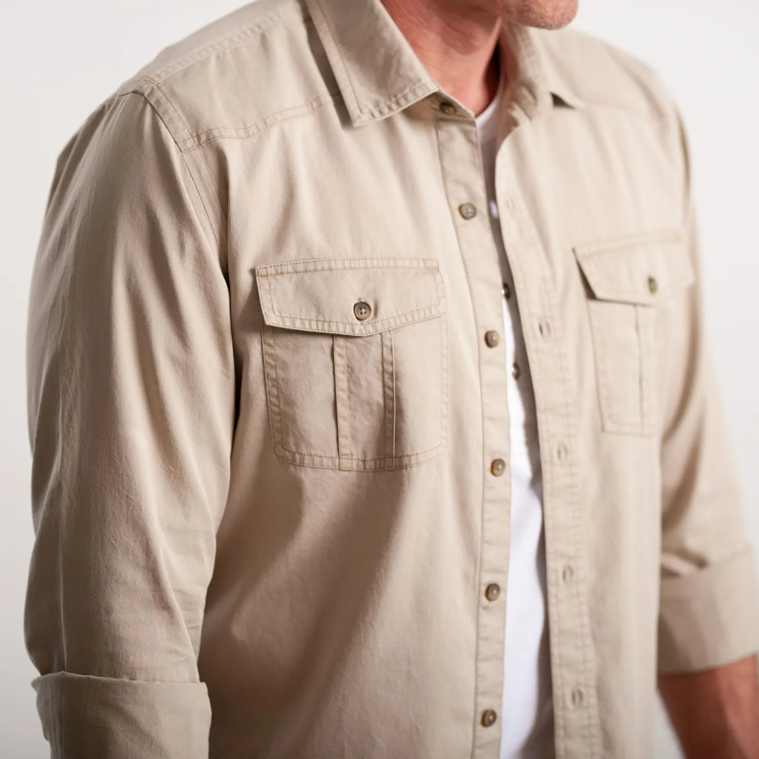 Shepherd Western Shirt – Desert Stone Cotton Twill