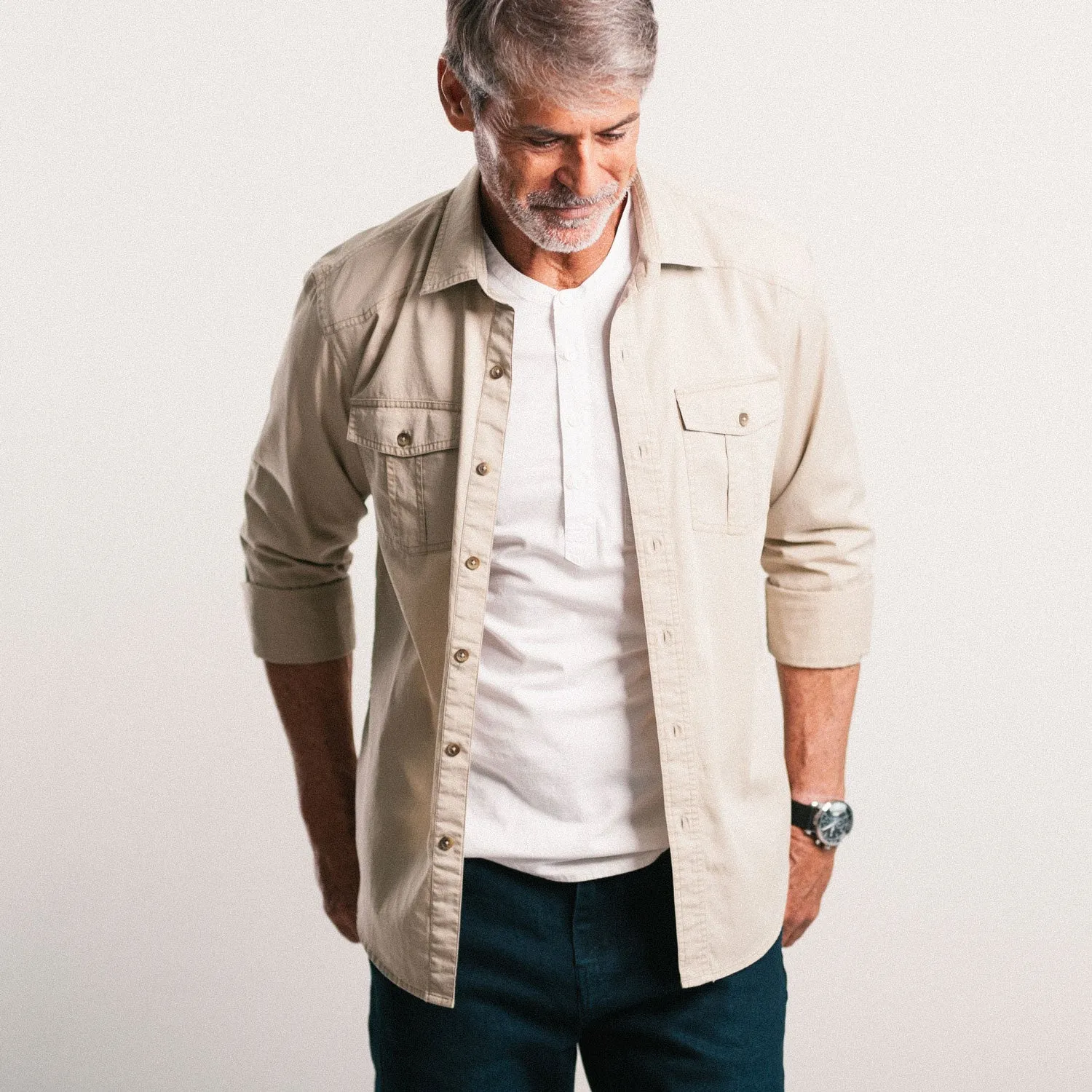 Shepherd Western Shirt – Desert Stone Cotton Twill