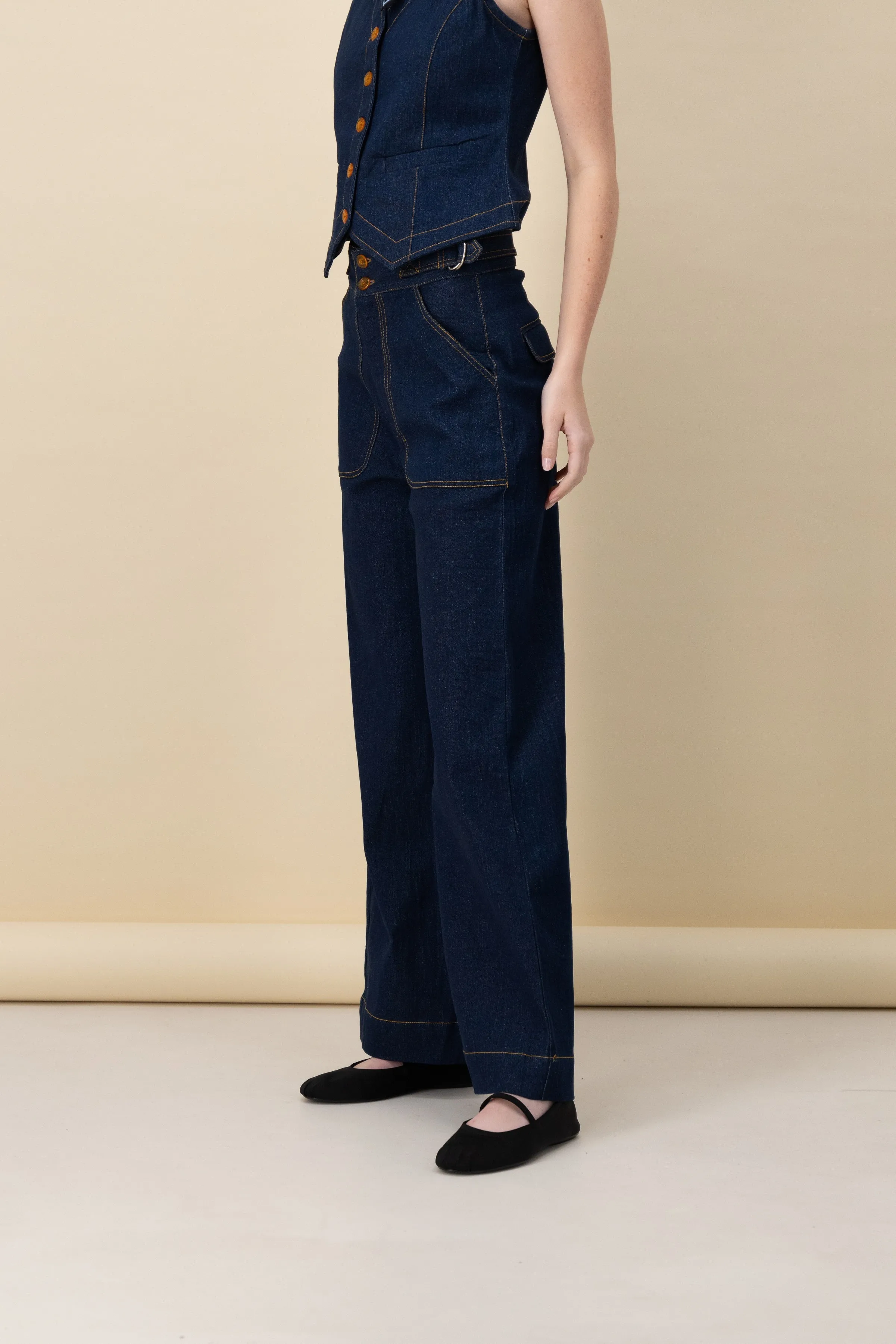 Side Tab Pant in Blue Denim