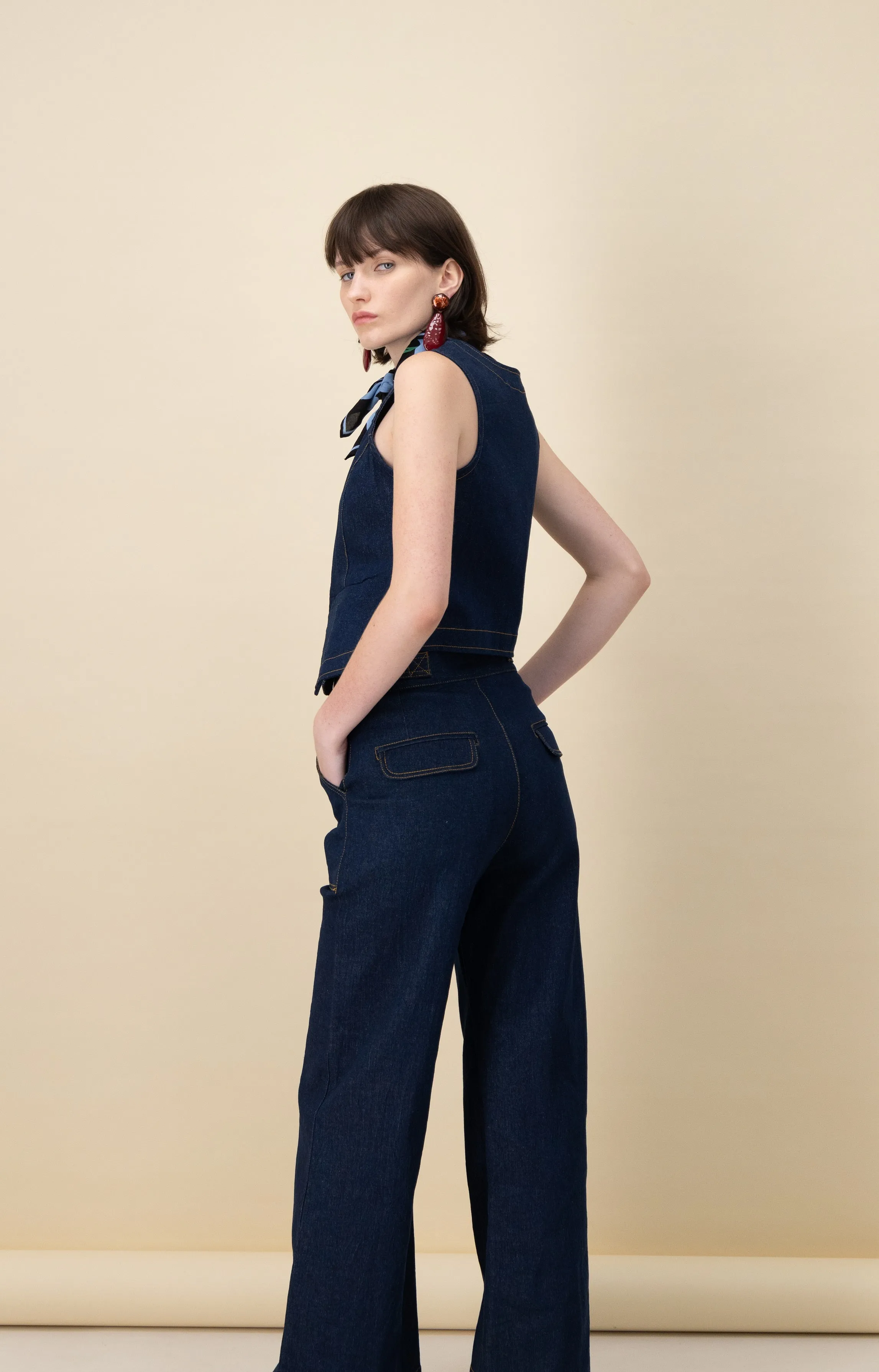 Side Tab Pant in Blue Denim