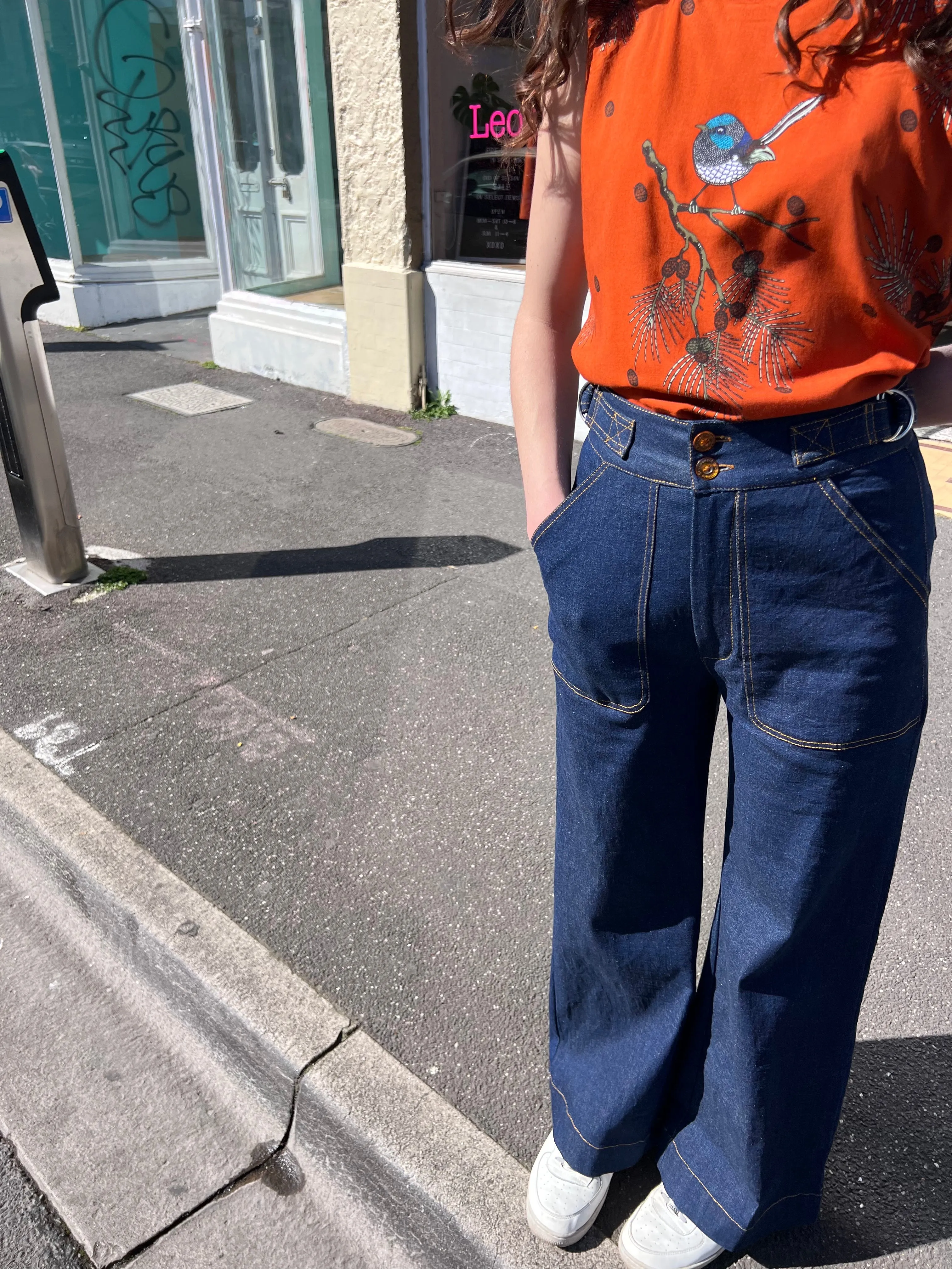 Side Tab Pant in Blue Denim