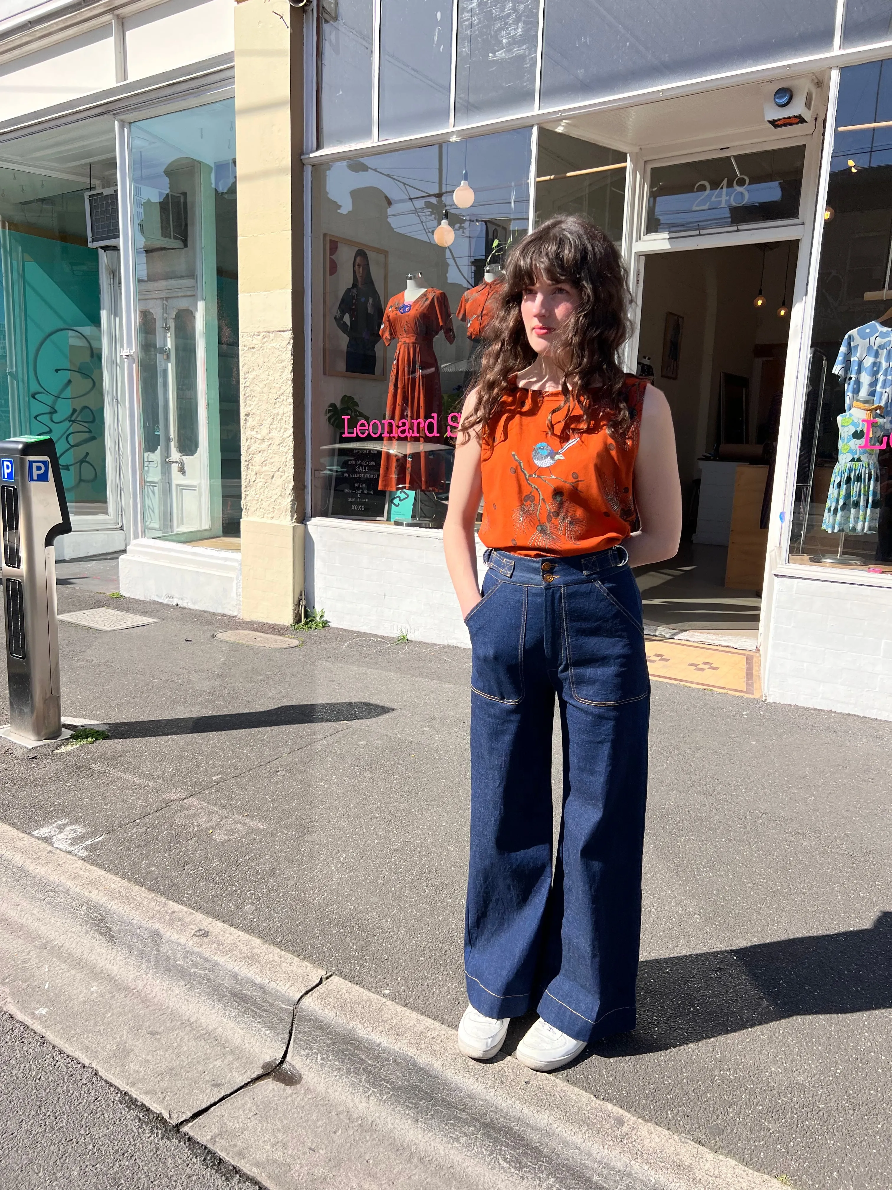 Side Tab Pant in Blue Denim