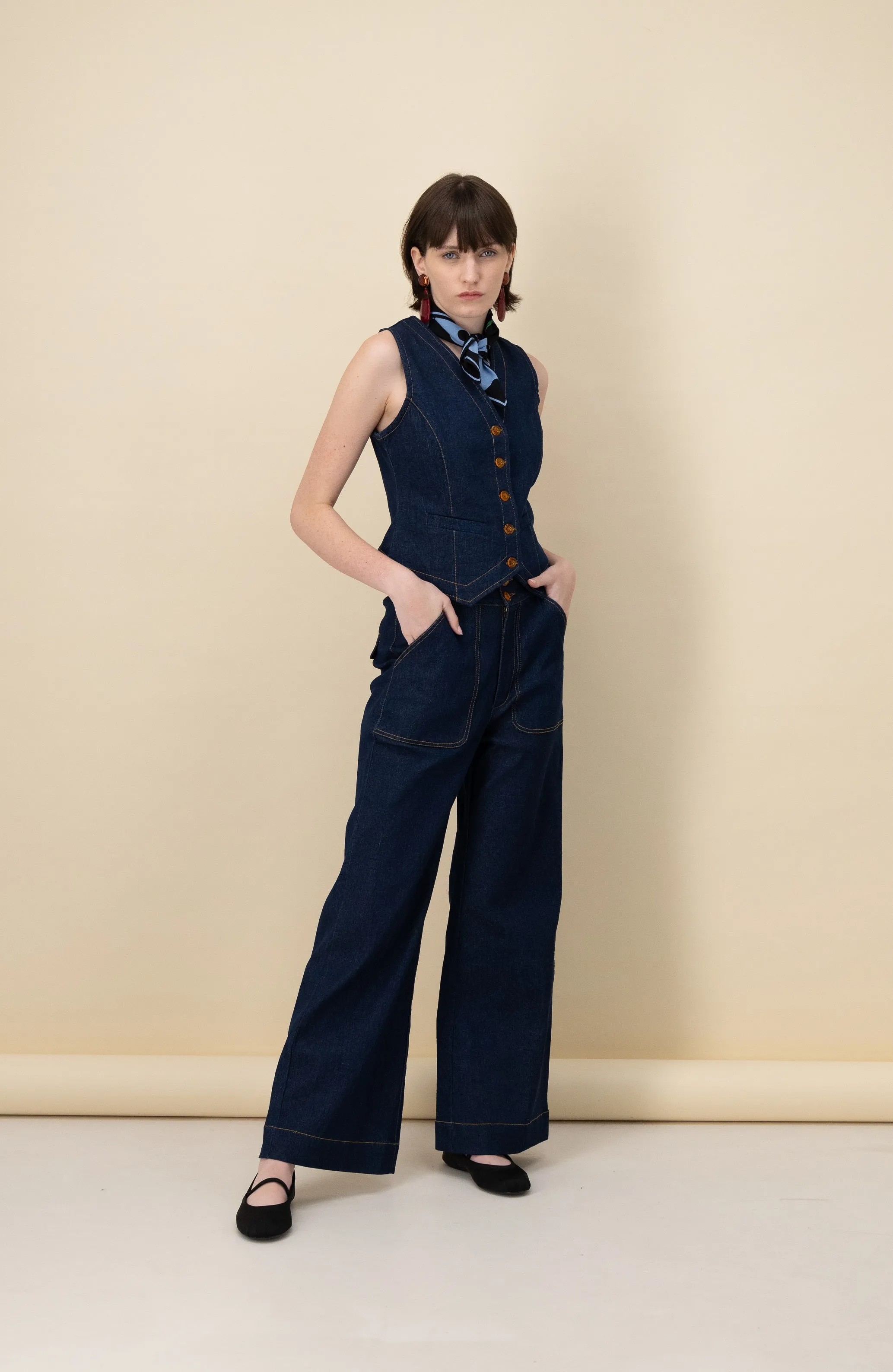 Side Tab Pant in Blue Denim