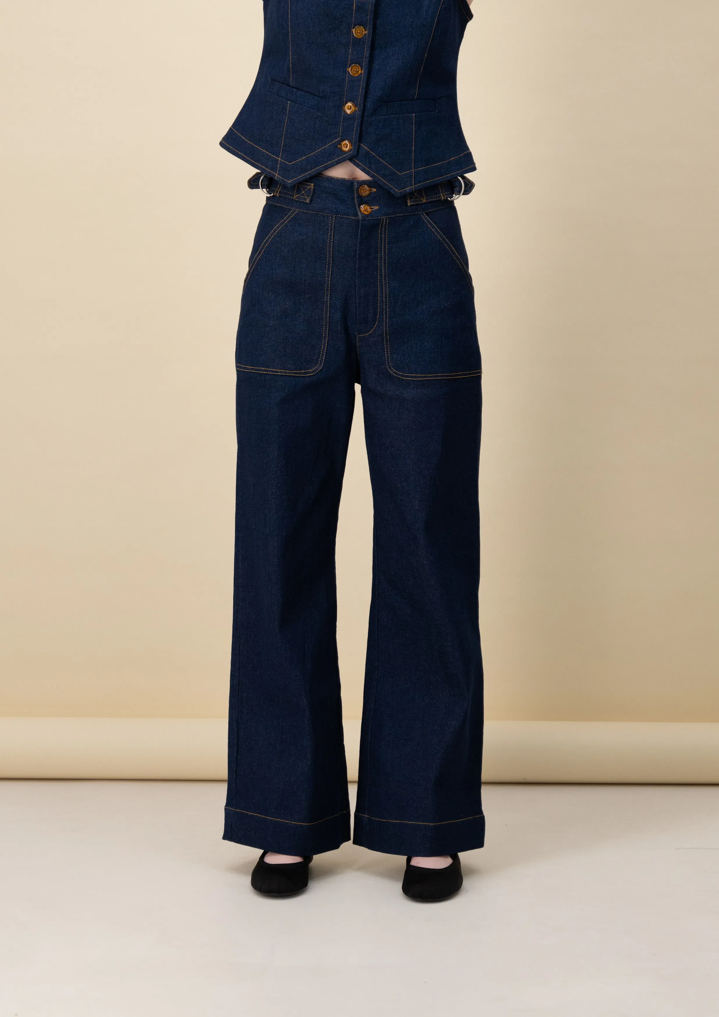 Side Tab Pant in Blue Denim