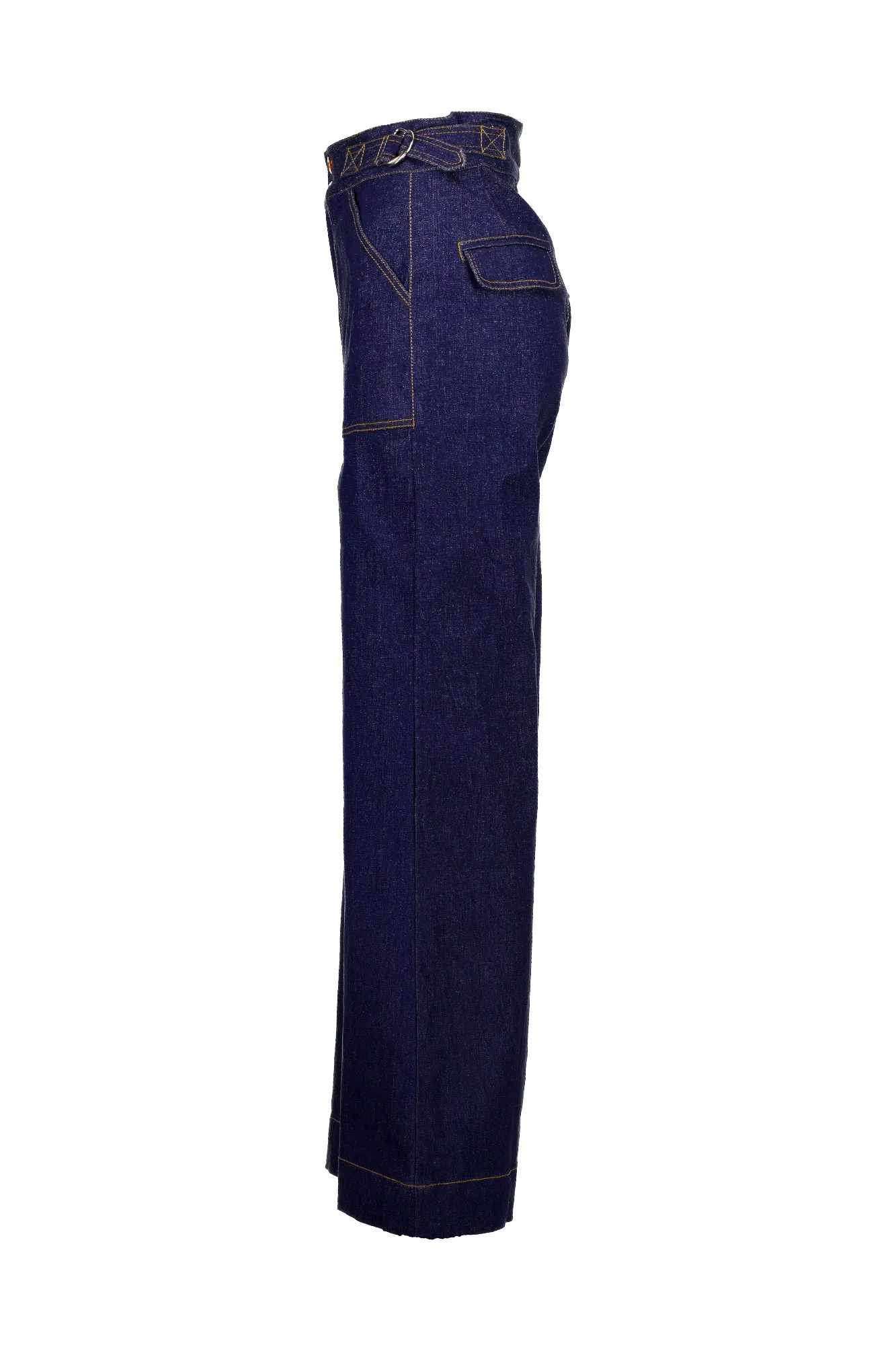 Side Tab Pant in Blue Denim