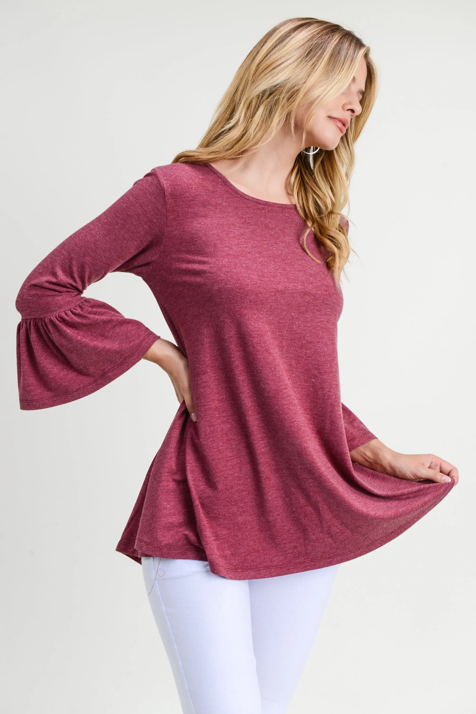 Simple Bell Sleeve Flowy Tunic Top