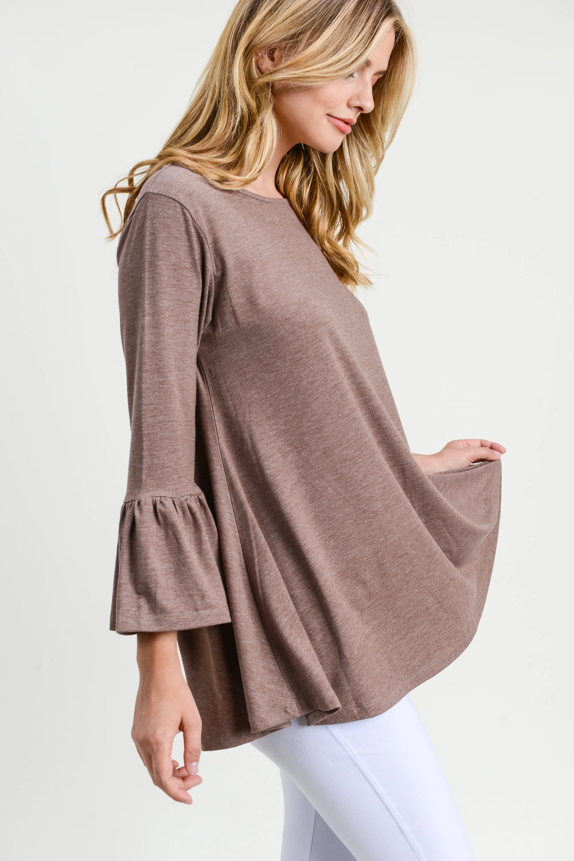 Simple Bell Sleeve Flowy Tunic Top