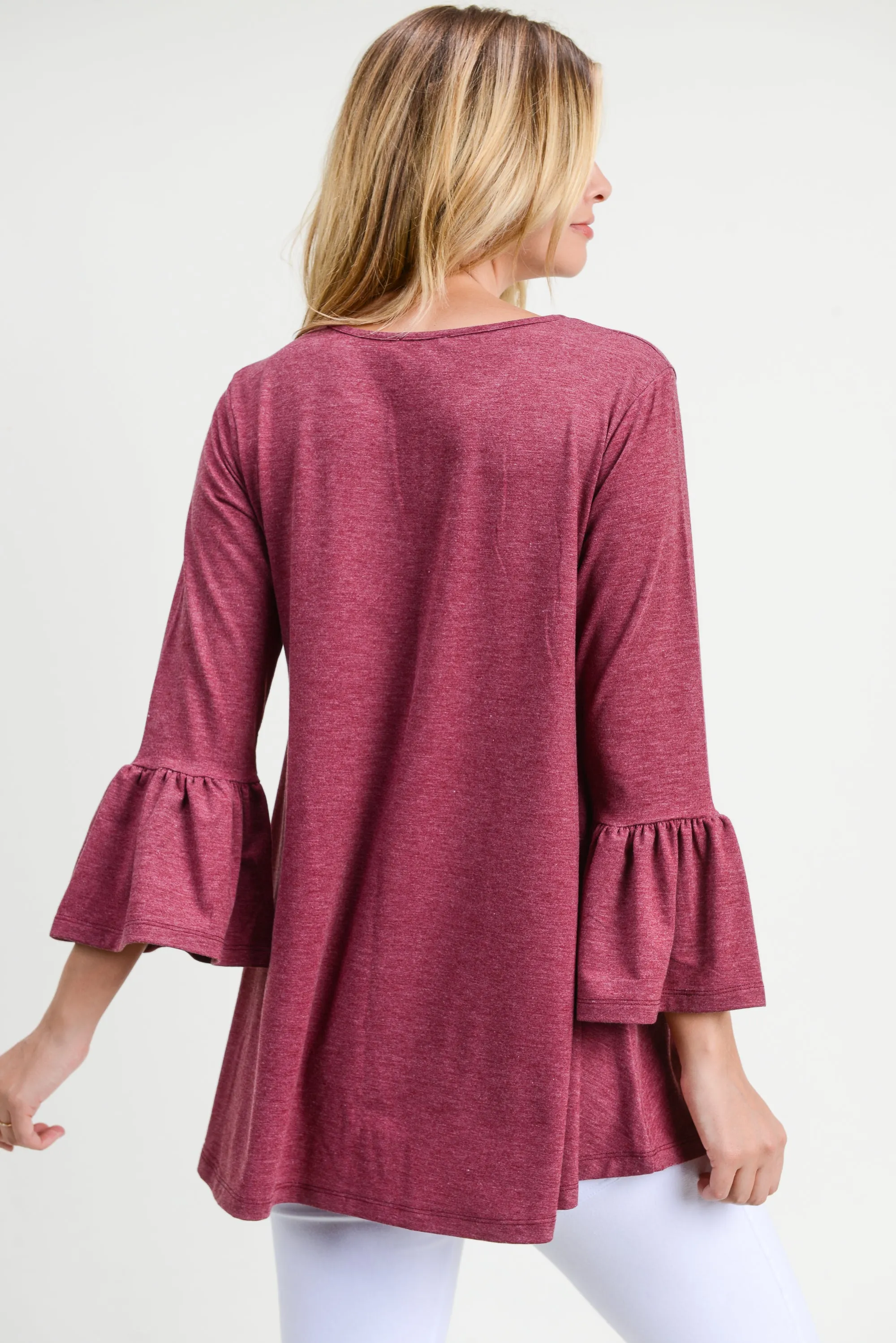 Simple Bell Sleeve Flowy Tunic Top