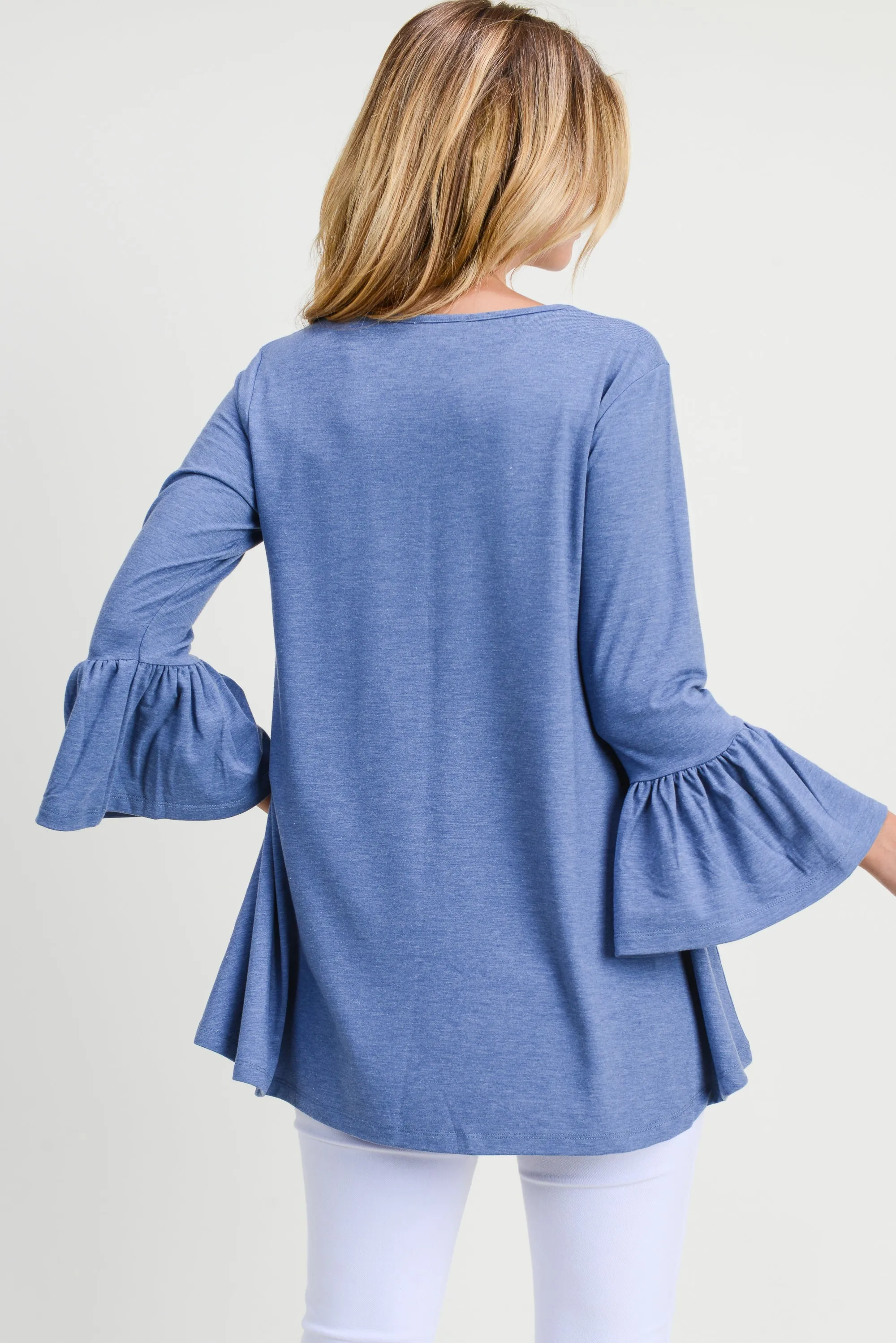 Simple Bell Sleeve Flowy Tunic Top