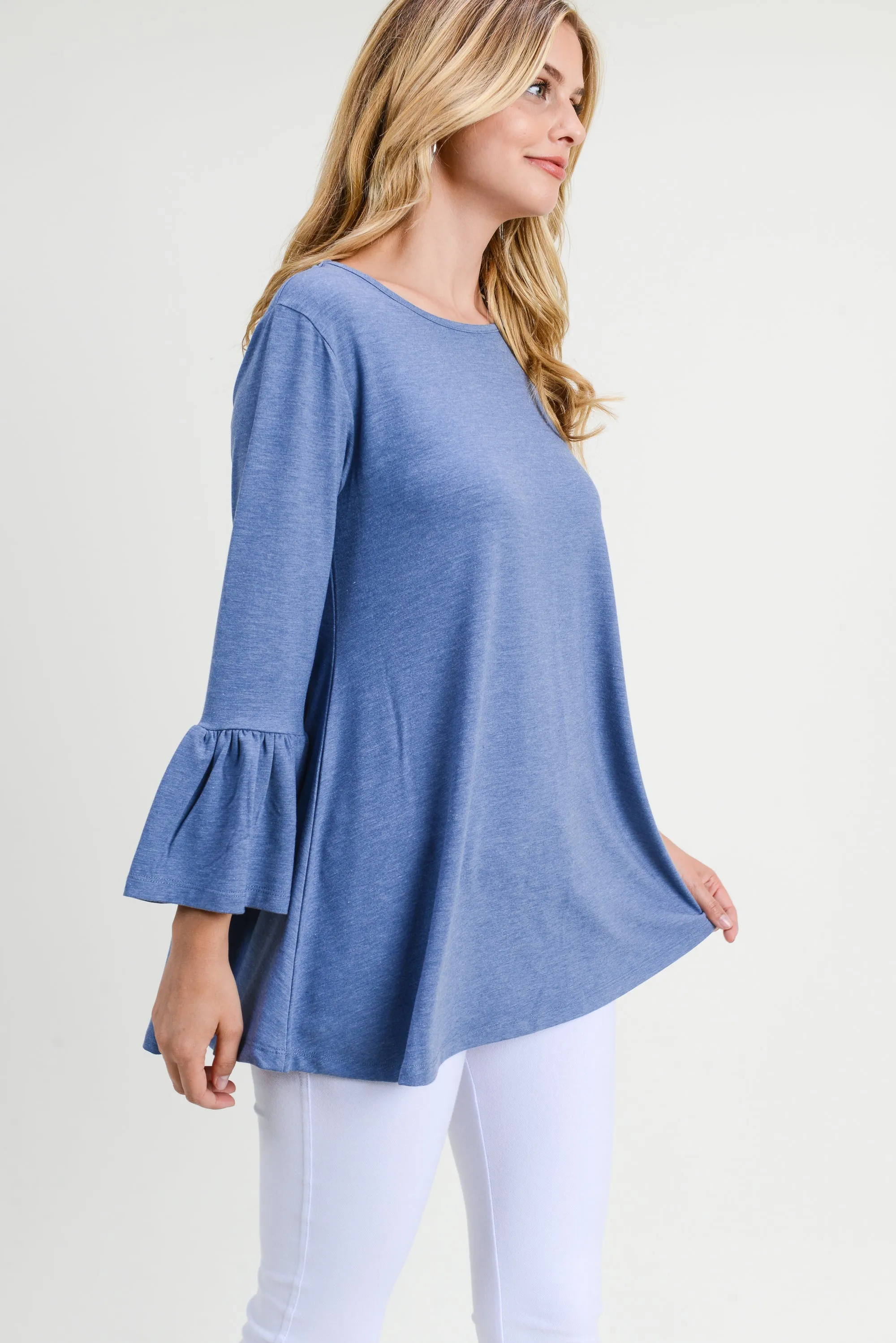 Simple Bell Sleeve Flowy Tunic Top