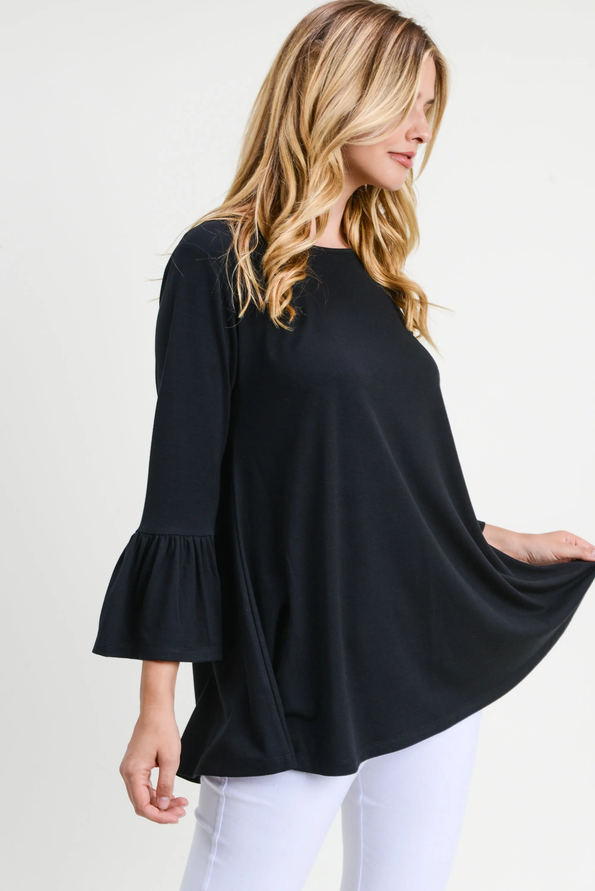 Simple Bell Sleeve Flowy Tunic Top