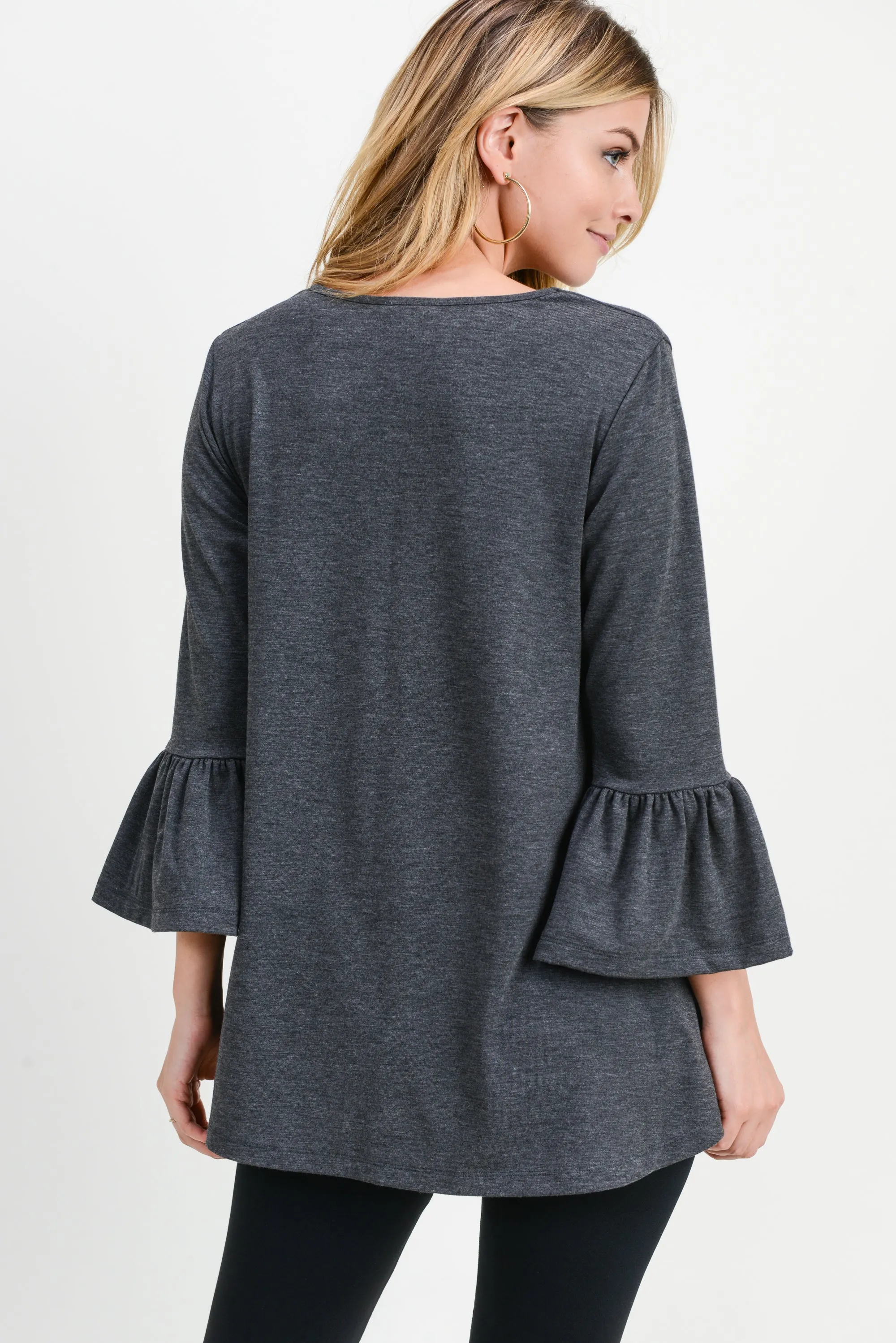 Simple Bell Sleeve Flowy Tunic Top